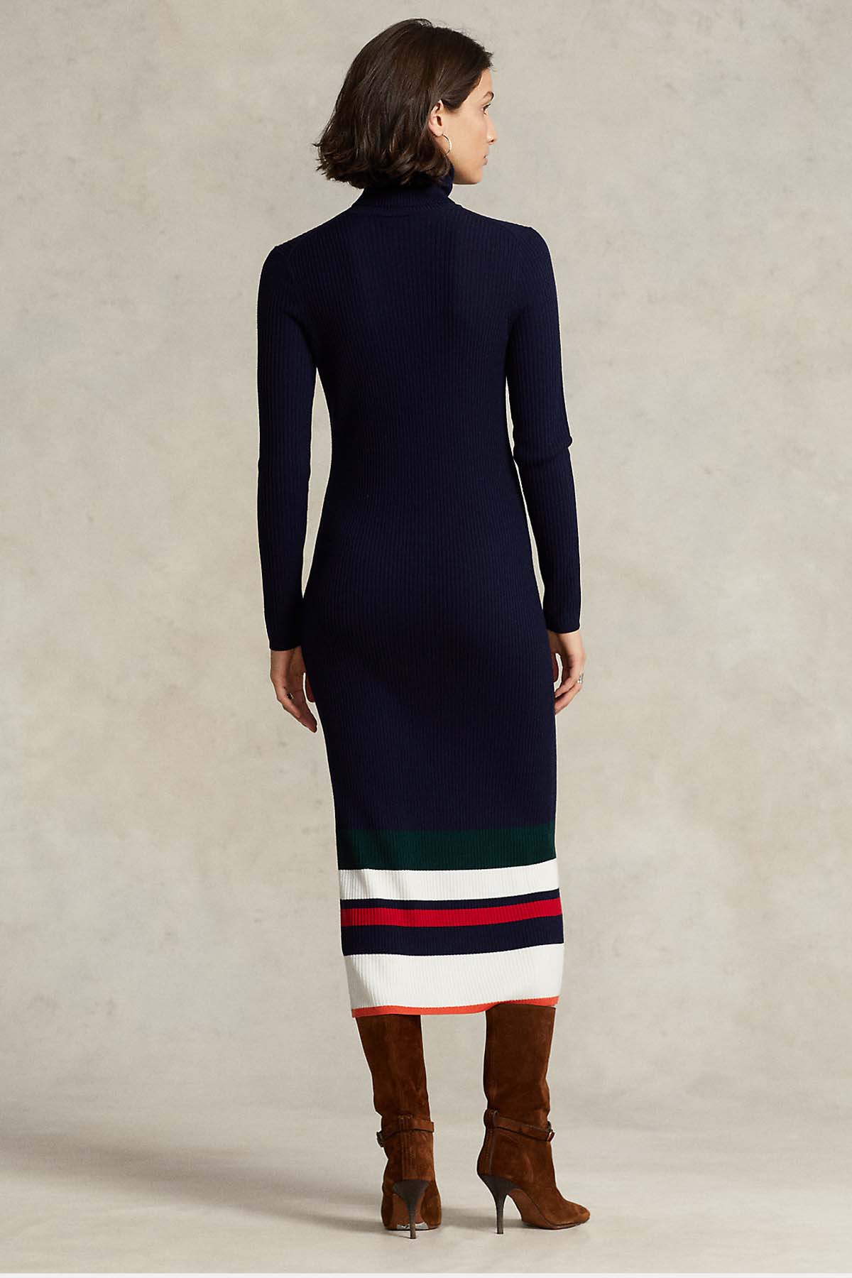 Polo Ralph Lauren Balıkçı Yaka Midi Yün Triko Elbise-Libas Trendy Fashion Store