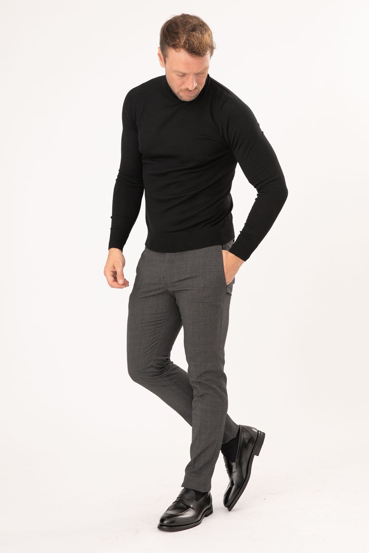 Pantaloni Torino Ekoseli Super Slim Fit Yün Pantolon-Libas Trendy Fashion Store