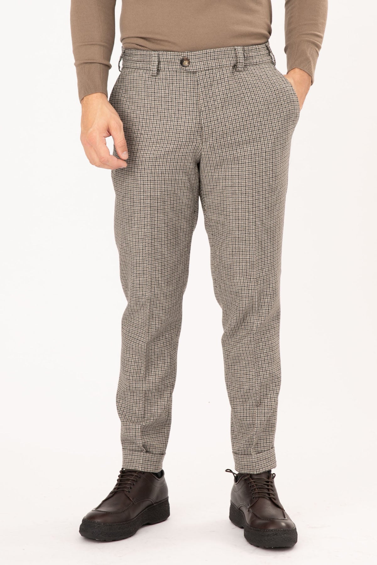 Pantaloni Torino Kazayağı Desenli Yün Pantolon-Libas Trendy Fashion Store