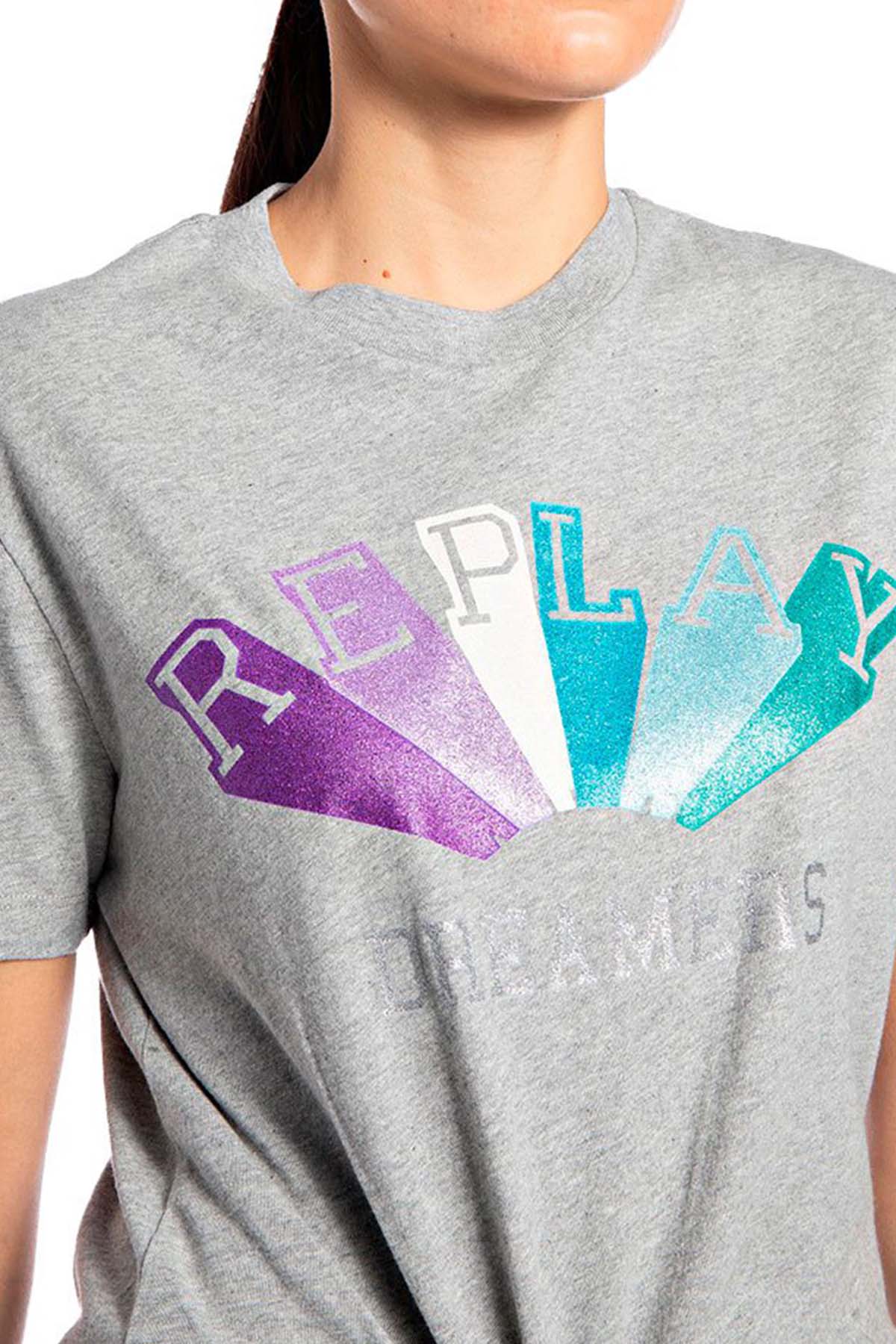 Replay Yuvarlak Yaka Logolu Büzgülü T-shirt-Libas Trendy Fashion Store