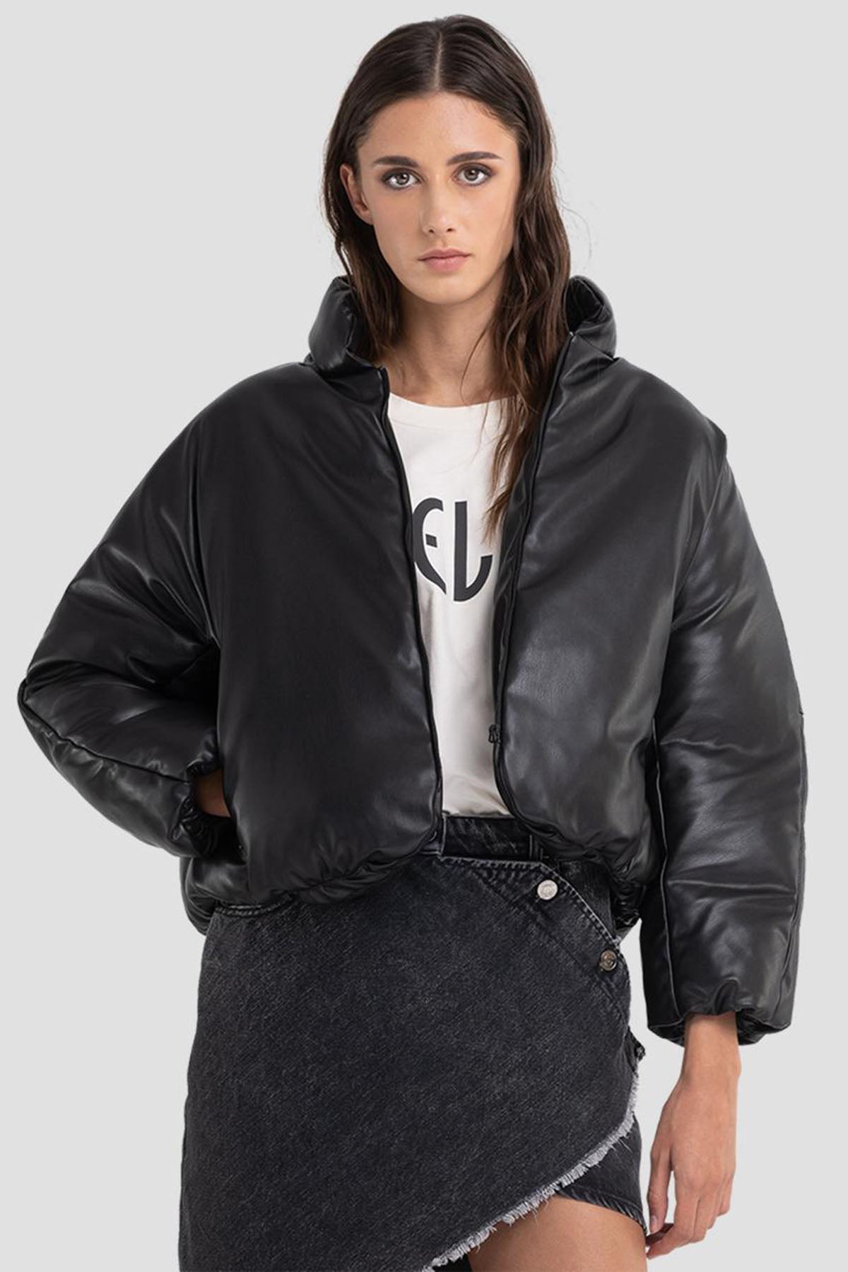 Replay Geniş Kesim Deri Puffer Mont-Libas Trendy Fashion Store