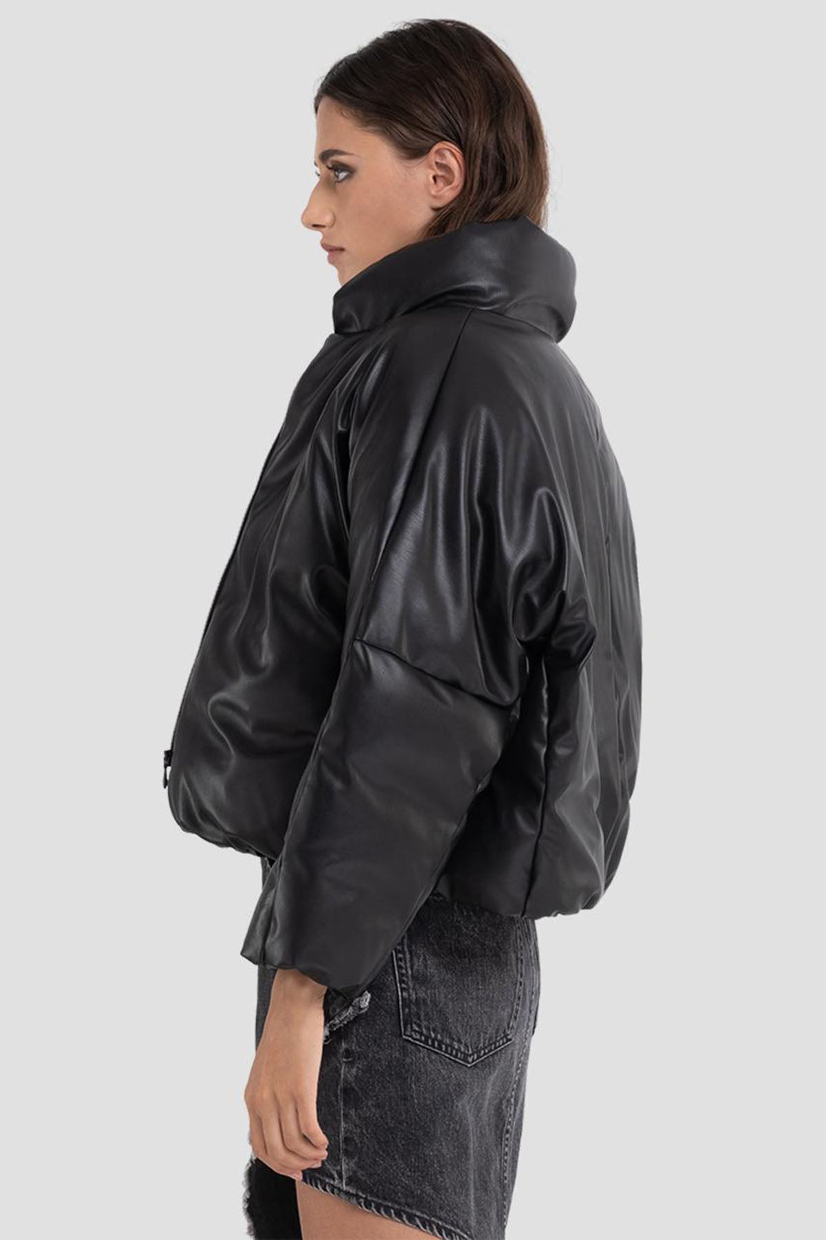Replay Geniş Kesim Deri Puffer Mont-Libas Trendy Fashion Store