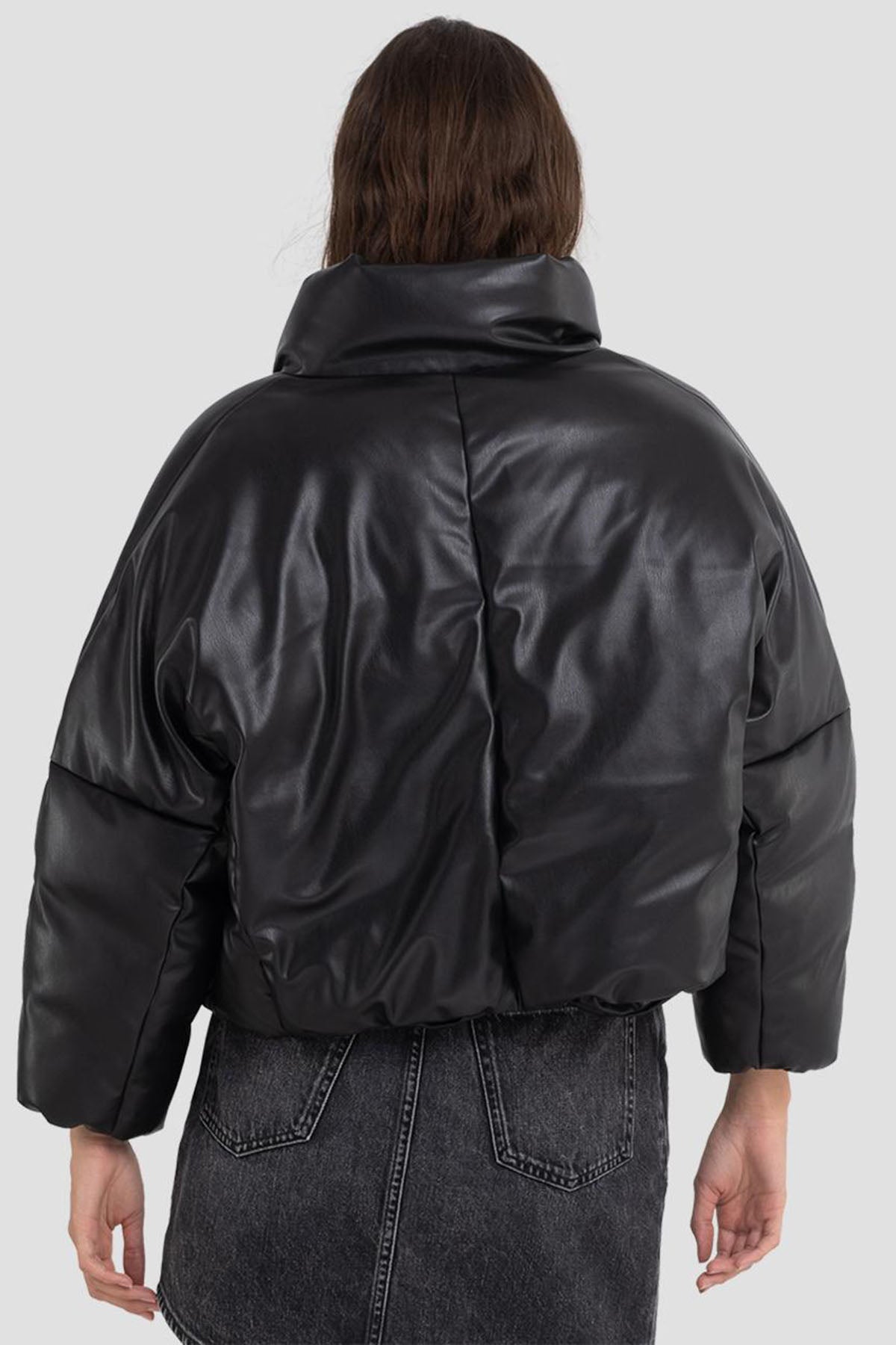 Replay Geniş Kesim Deri Puffer Mont-Libas Trendy Fashion Store