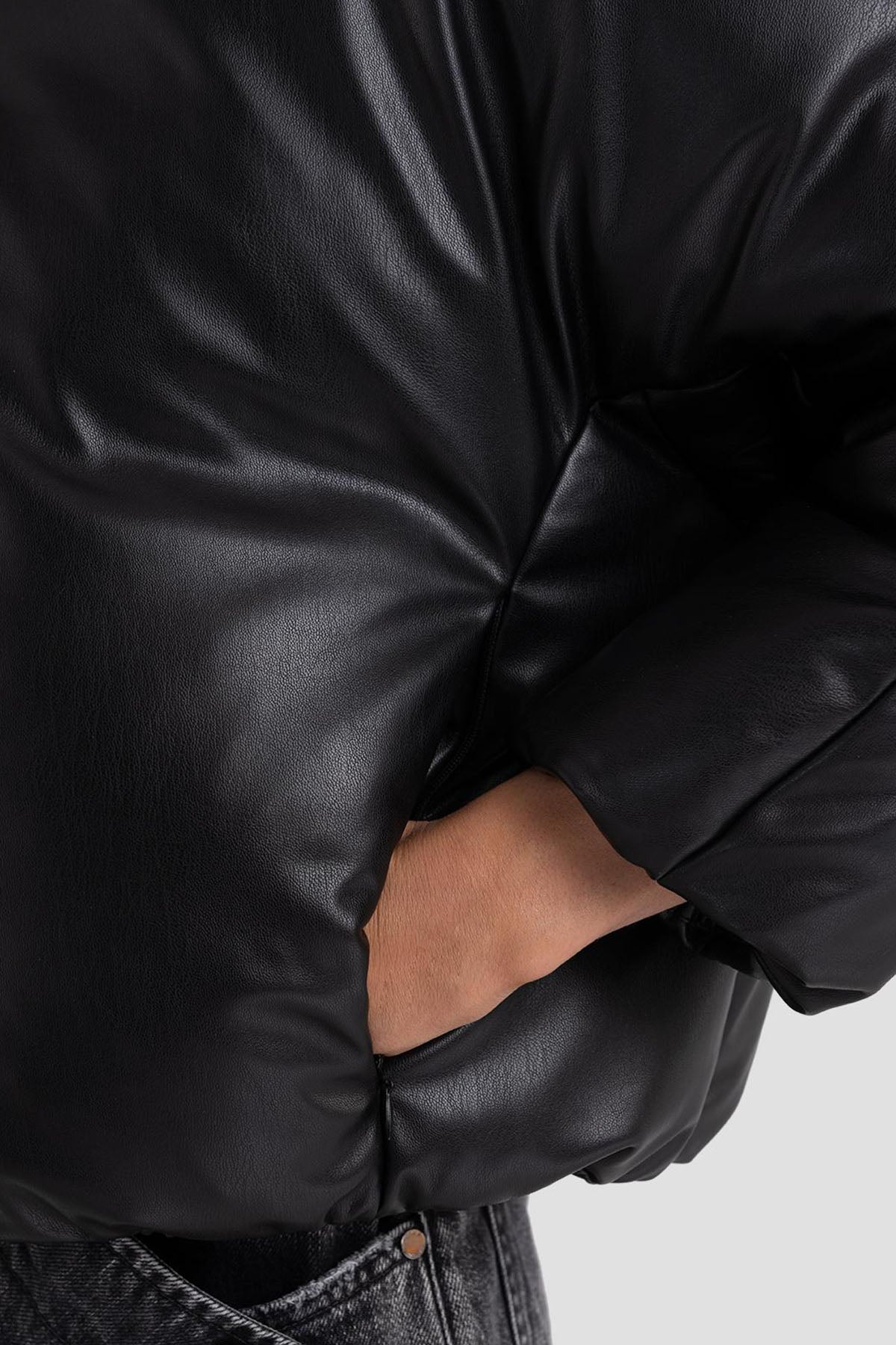 Replay Geniş Kesim Deri Puffer Mont-Libas Trendy Fashion Store