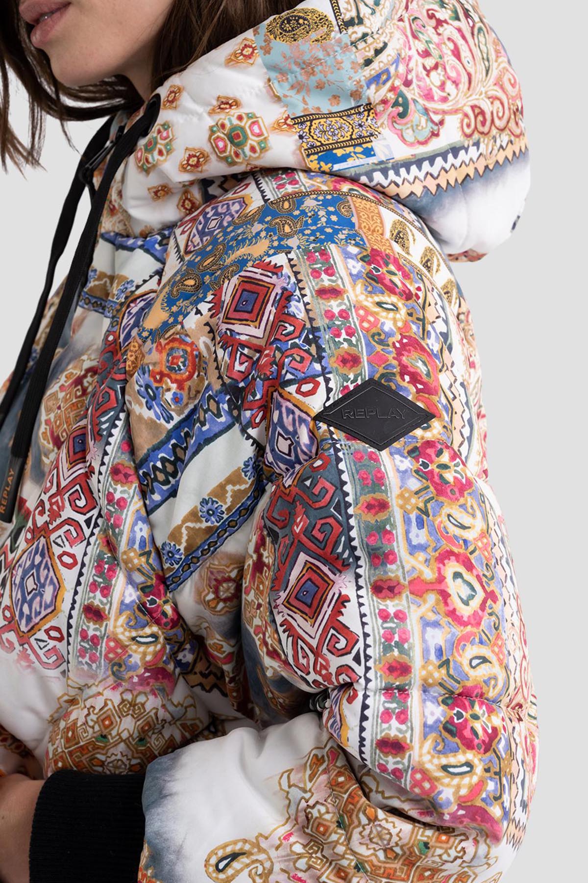 Replay Kapüşonlu Desenli Puffer Mont-Libas Trendy Fashion Store