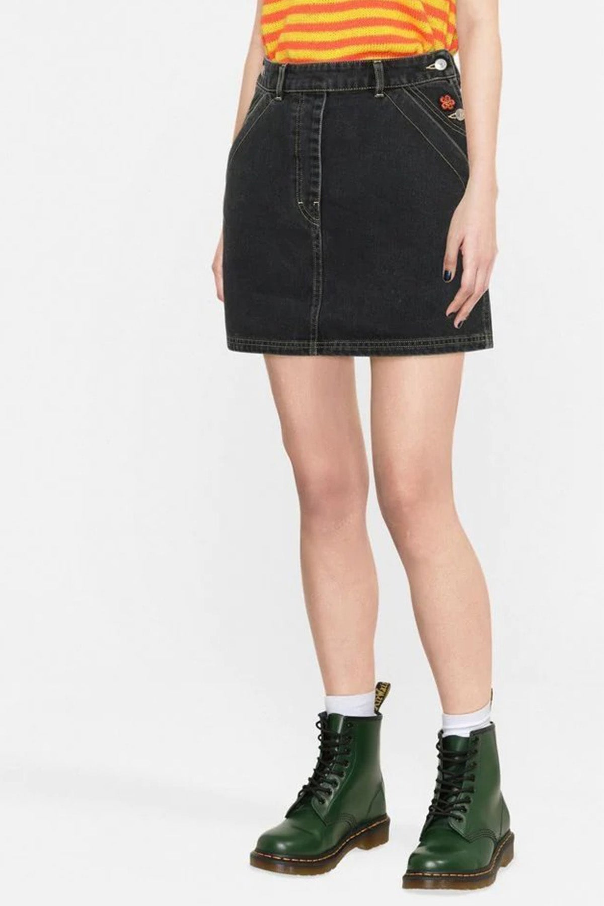 Kenzo Boke Flower Logolu Denim Mini Etek-Libas Trendy Fashion Store