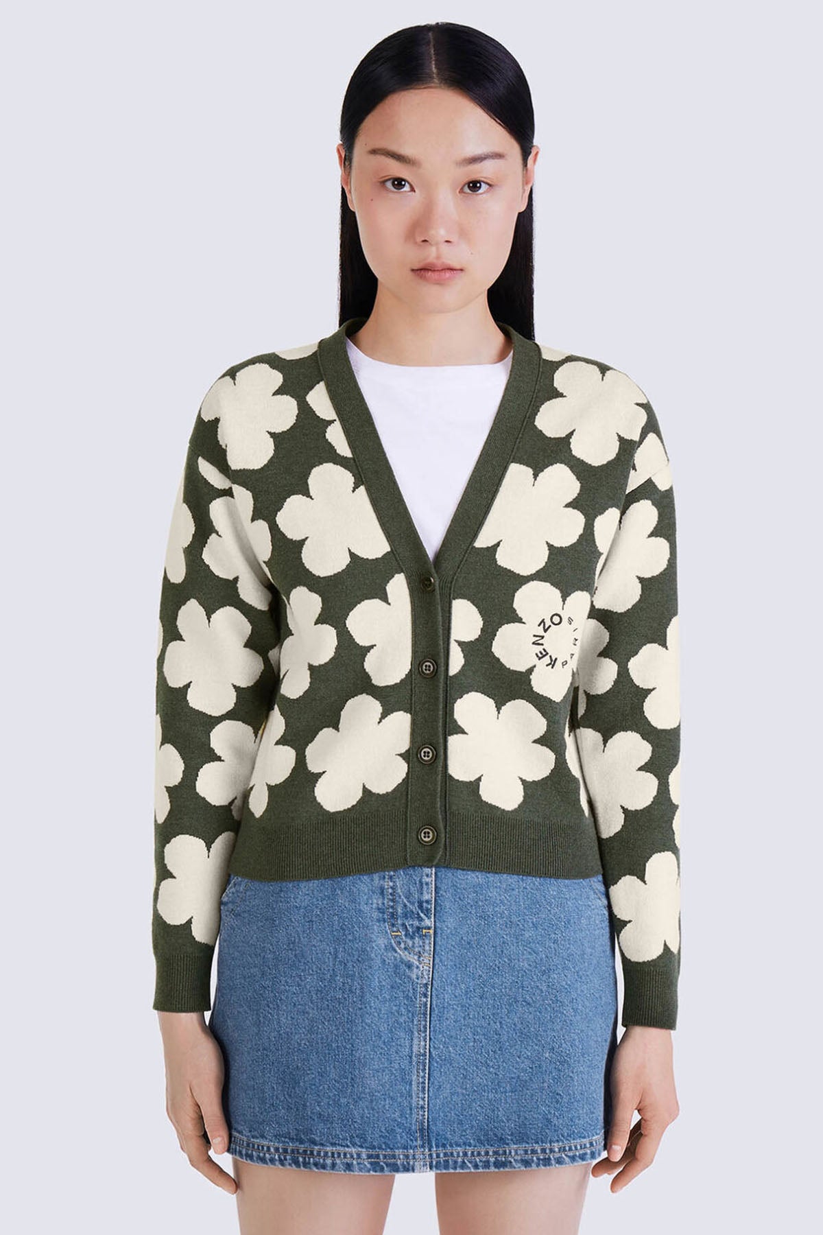 Kenzo Hana Çiçek Desenli Yün Triko Ceket-Libas Trendy Fashion Store