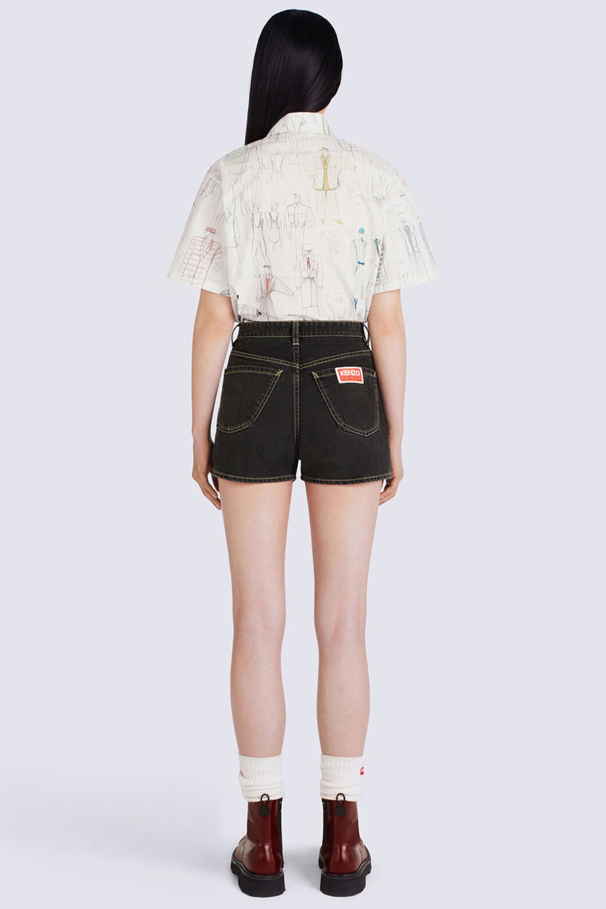 Kenzo Boke Flower Logolu Jean Şort-Libas Trendy Fashion Store