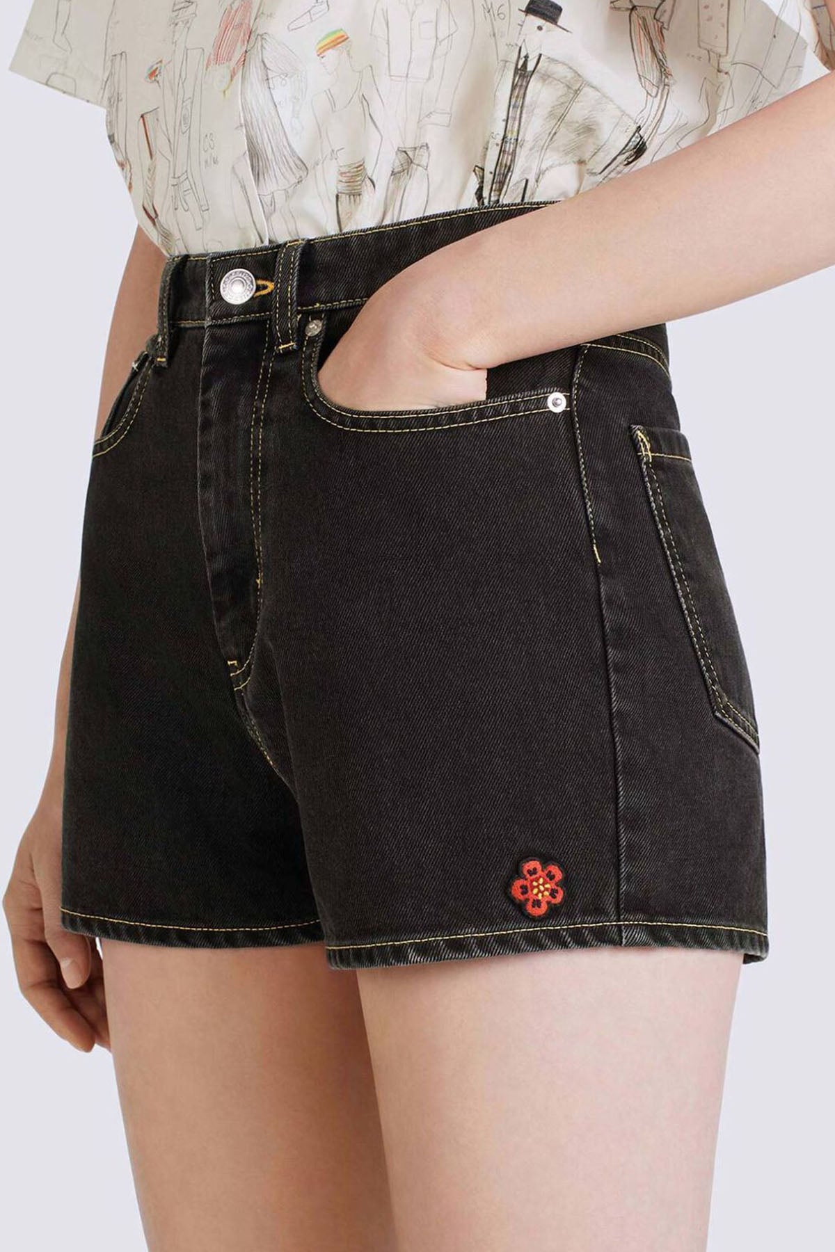 Kenzo Boke Flower Logolu Jean Şort-Libas Trendy Fashion Store