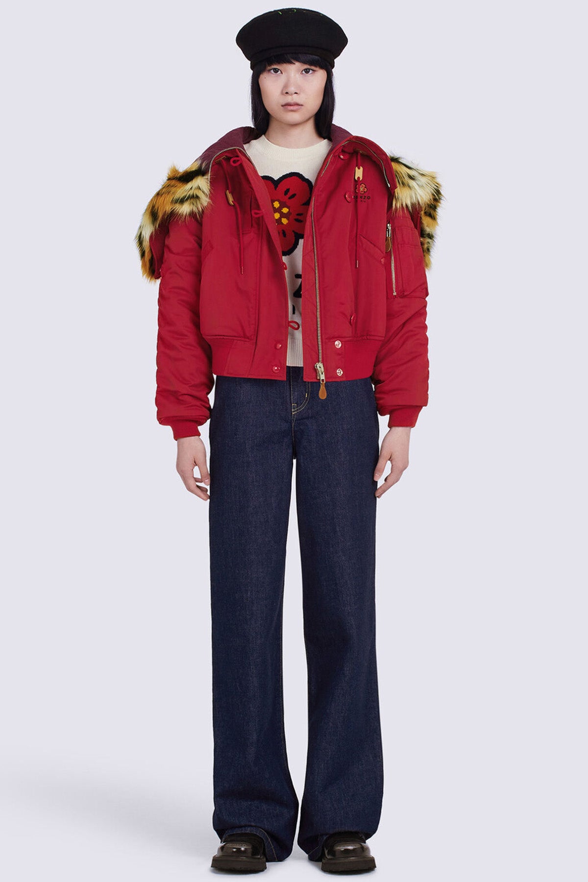 Kenzo Kürklü Kapüşonlu Bomber Mont-Libas Trendy Fashion Store