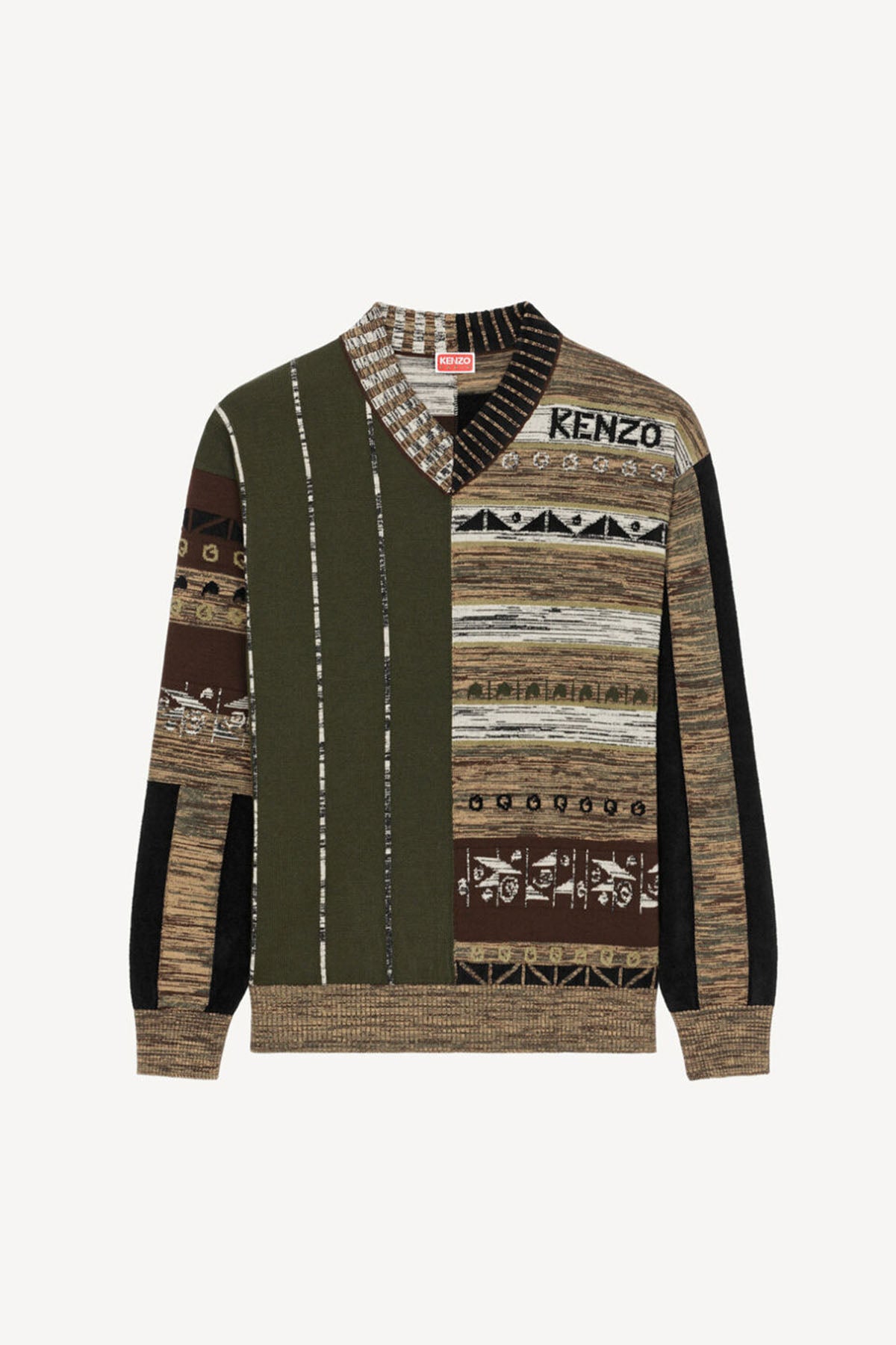 Kenzo V Yaka Desenli Yün Triko-Libas Trendy Fashion Store