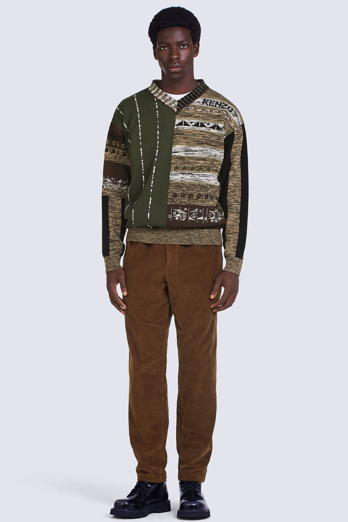 Kenzo V Yaka Desenli Yün Triko-Libas Trendy Fashion Store