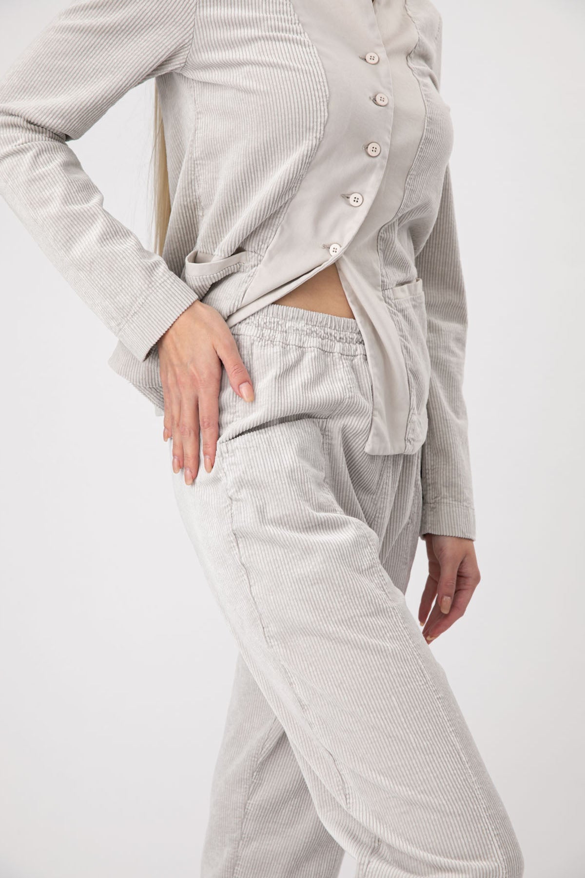 Transit Beli Lastikli Fitilli Kadife Pantolon