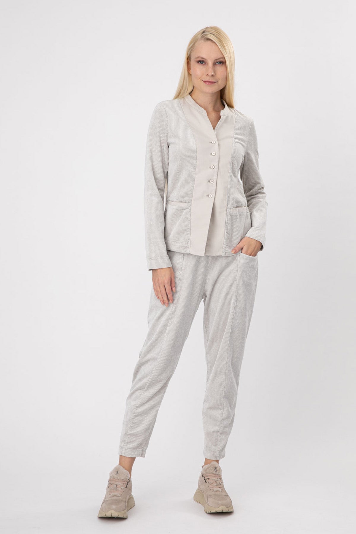 Transit Beli Lastikli Fitilli Kadife Pantolon