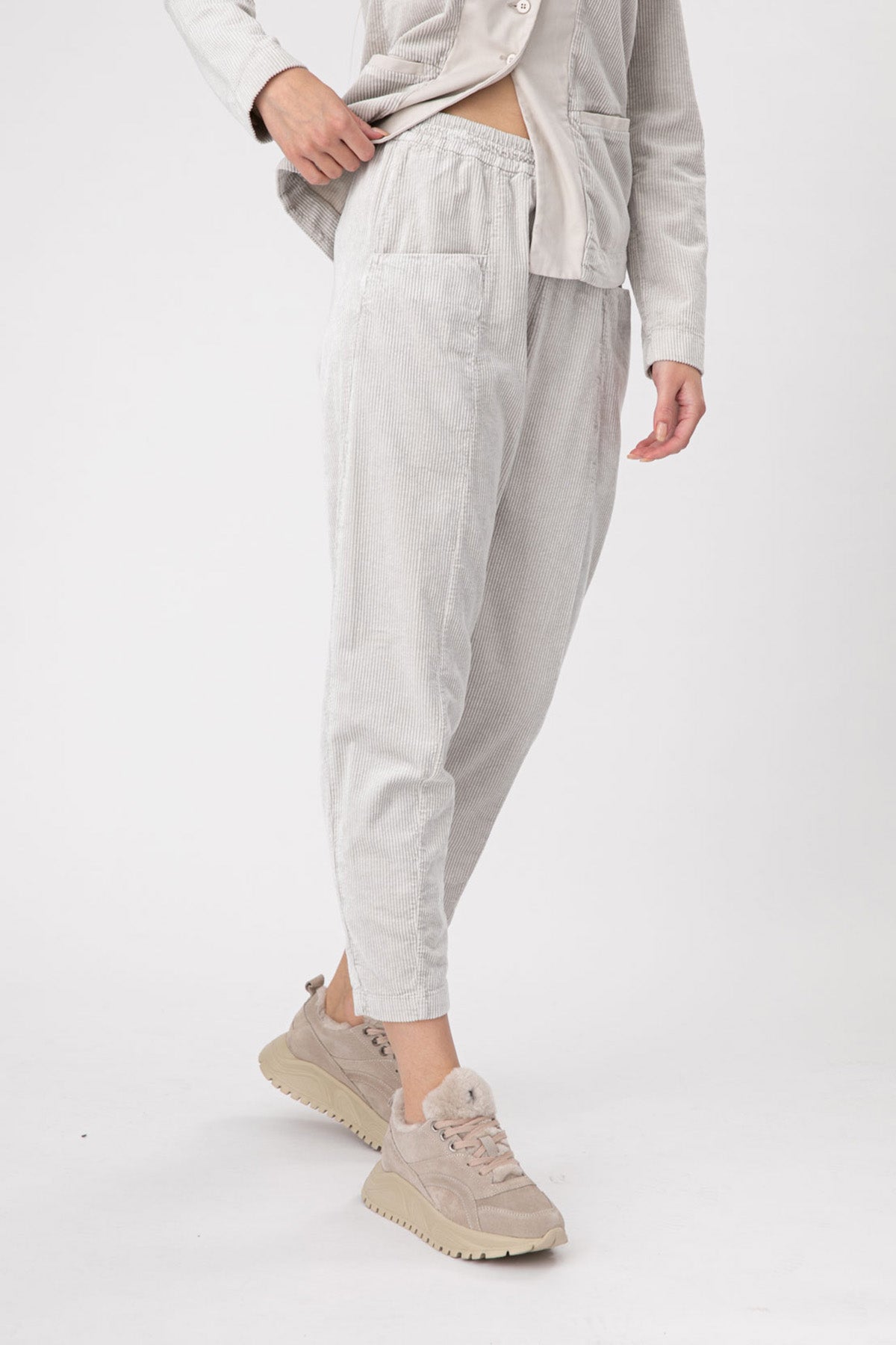 Transit Beli Lastikli Fitilli Kadife Pantolon