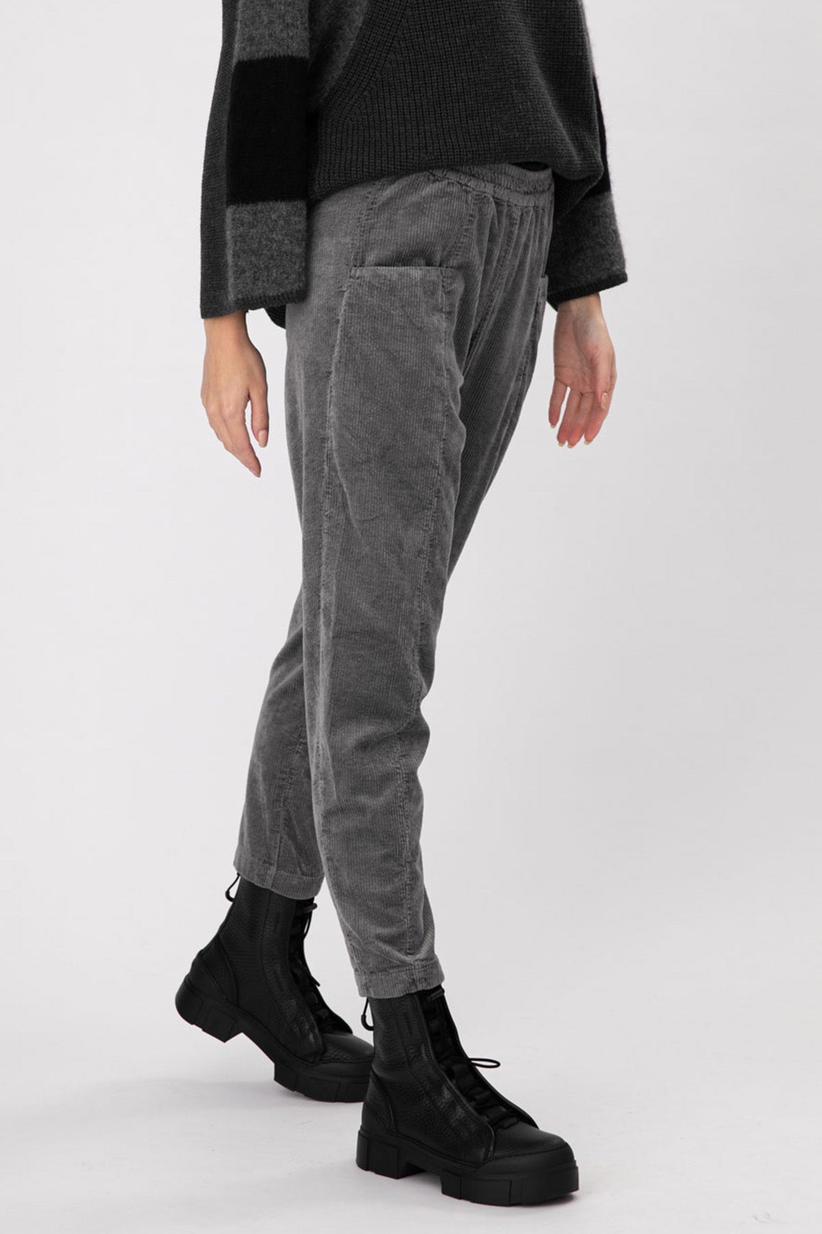 Transit Beli Lastikli Fitilli Kadife Pantolon