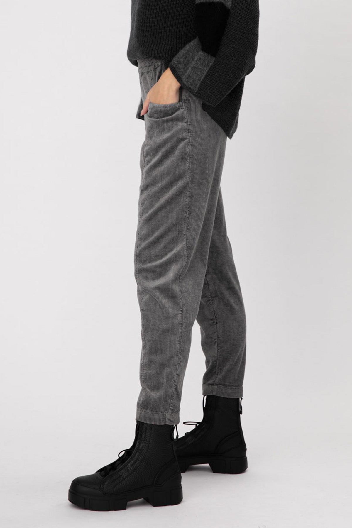 Transit Beli Lastikli Fitilli Kadife Pantolon