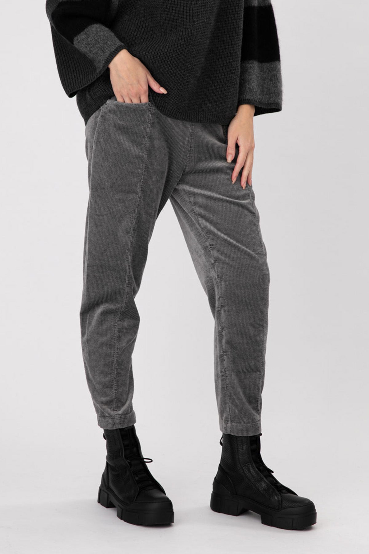 Transit Beli Lastikli Fitilli Kadife Pantolon