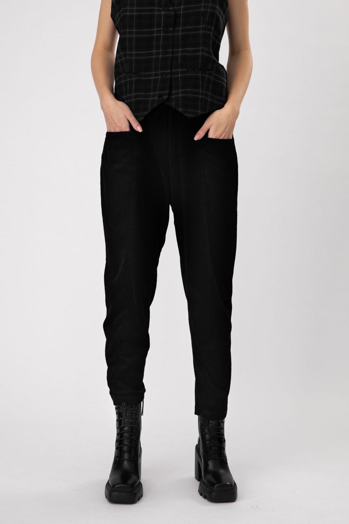 Transit Beli Lastikli Fitilli Kadife Pantolon