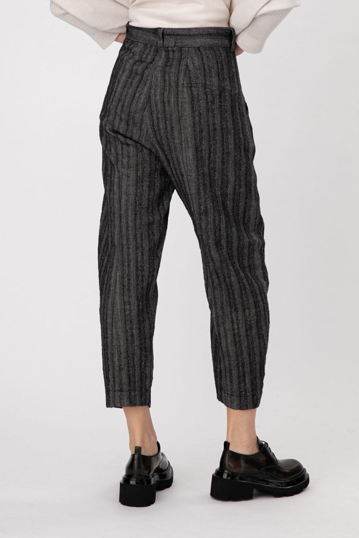 Transit Çizgili Ketenli Crop Pantolon-Libas Trendy Fashion Store