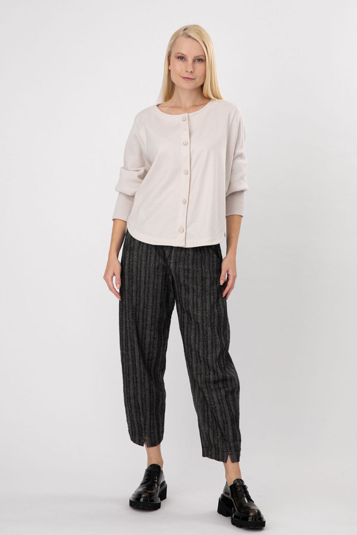 Transit Çizgili Ketenli Crop Pantolon-Libas Trendy Fashion Store