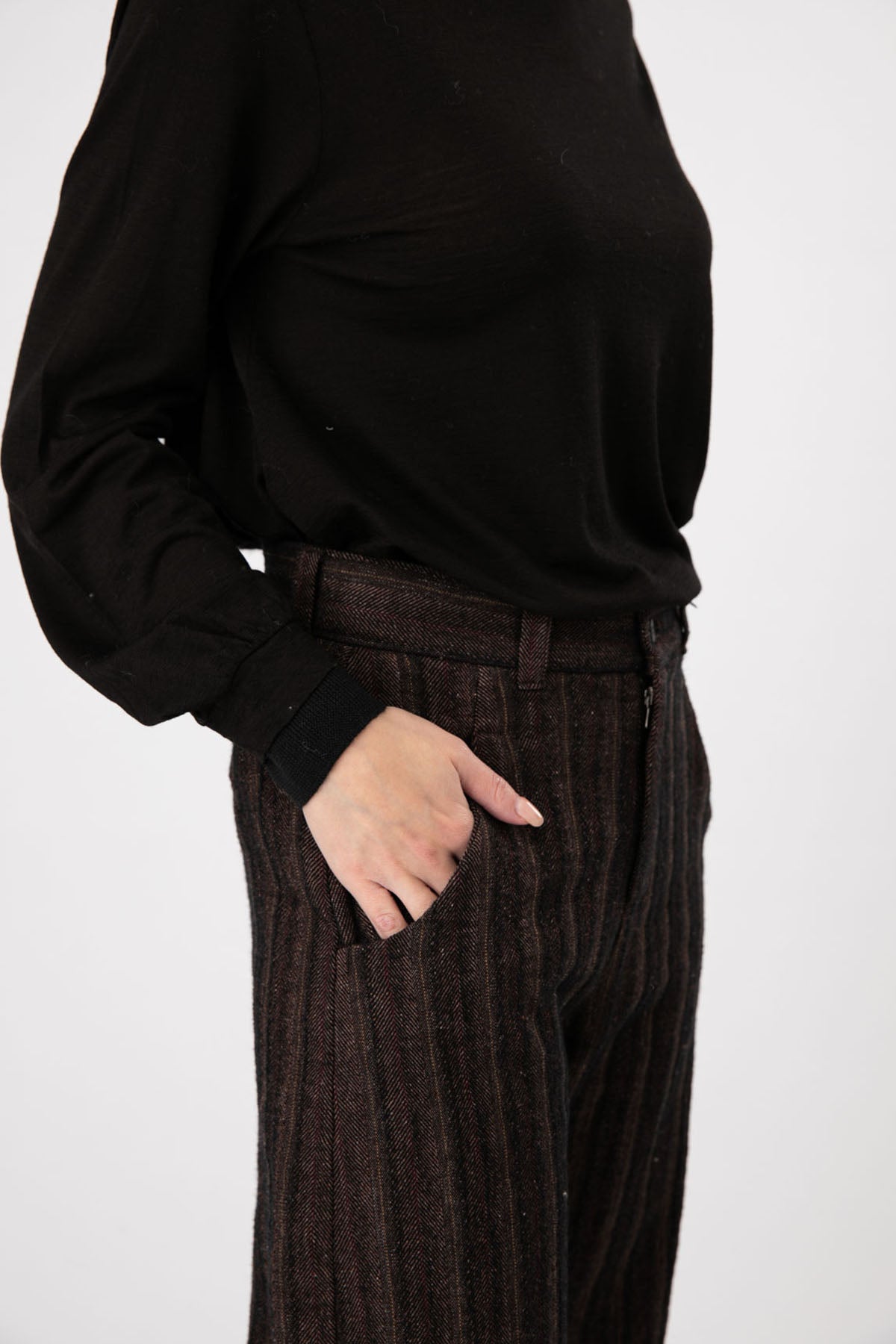 Transit Çizgili Ketenli Crop Pantolon-Libas Trendy Fashion Store