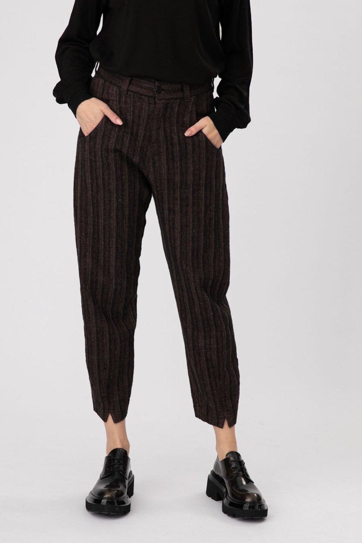 Transit Çizgili Ketenli Crop Pantolon-Libas Trendy Fashion Store