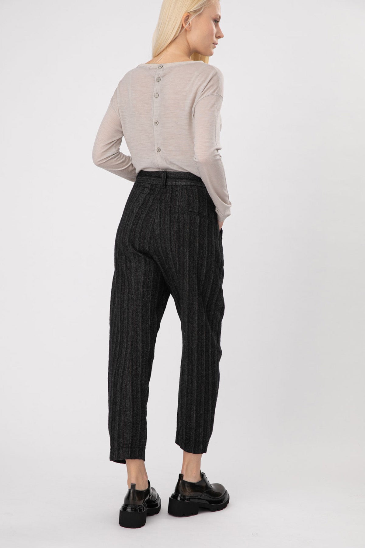 Transit Çizgili Ketenli Crop Pantolon-Libas Trendy Fashion Store