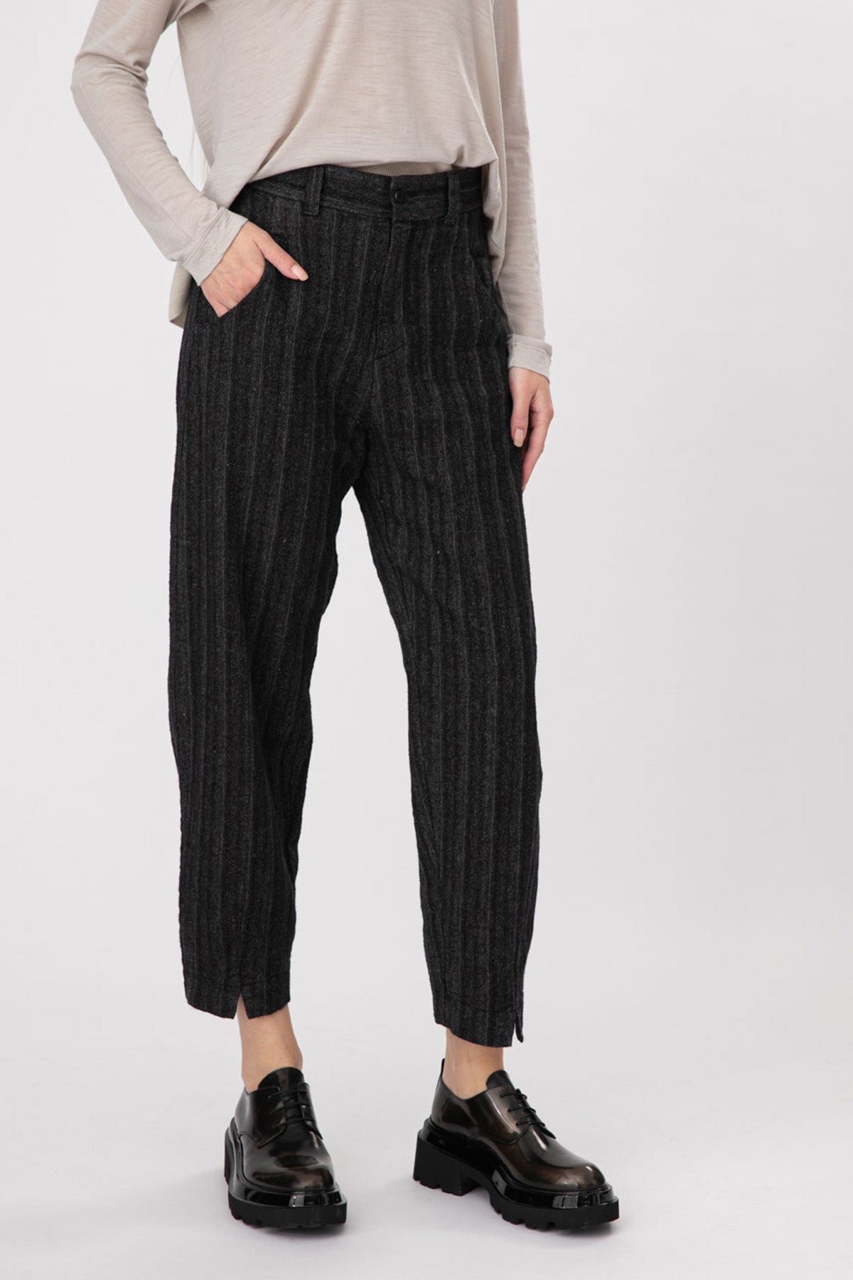 Transit Çizgili Ketenli Crop Pantolon-Libas Trendy Fashion Store