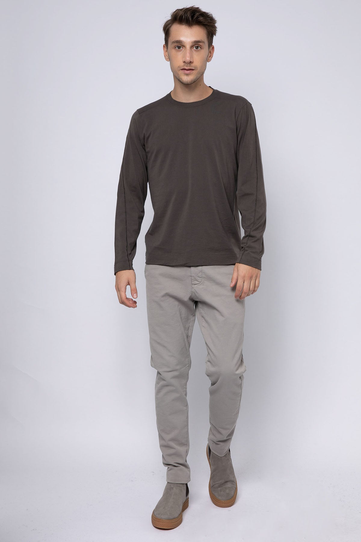 Transit Yuvarlak Yaka Uzun Kollu T-shirt-Libas Trendy Fashion Store