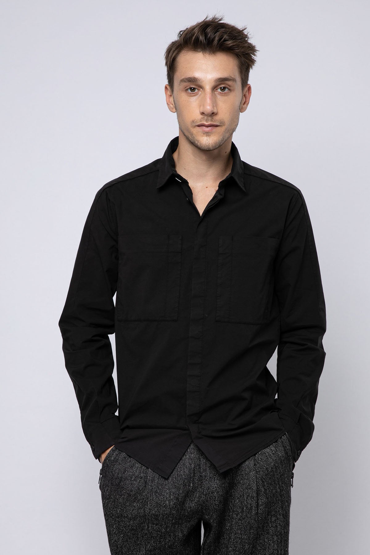 Transit Spor Cepli Streç Gömlek