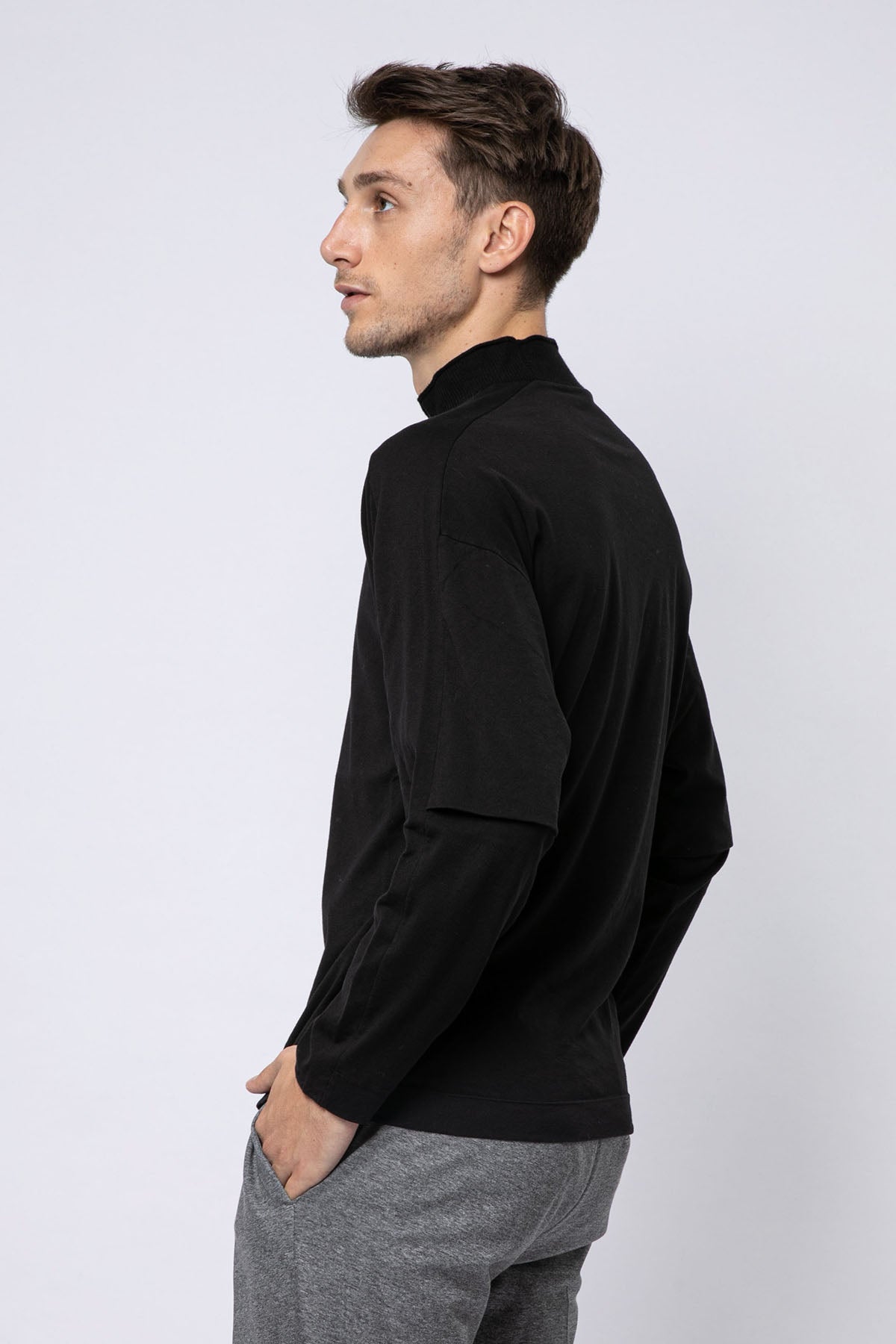 Transit Yarım Balıkçı Yaka Uzun Kollu T-shirt-Libas Trendy Fashion Store