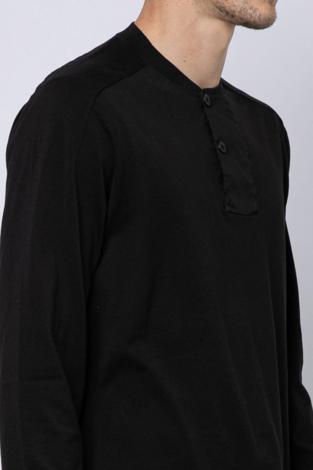 Transit Düğmeli Yuvarlak Yaka Uzun Kollu T-shirt-Libas Trendy Fashion Store