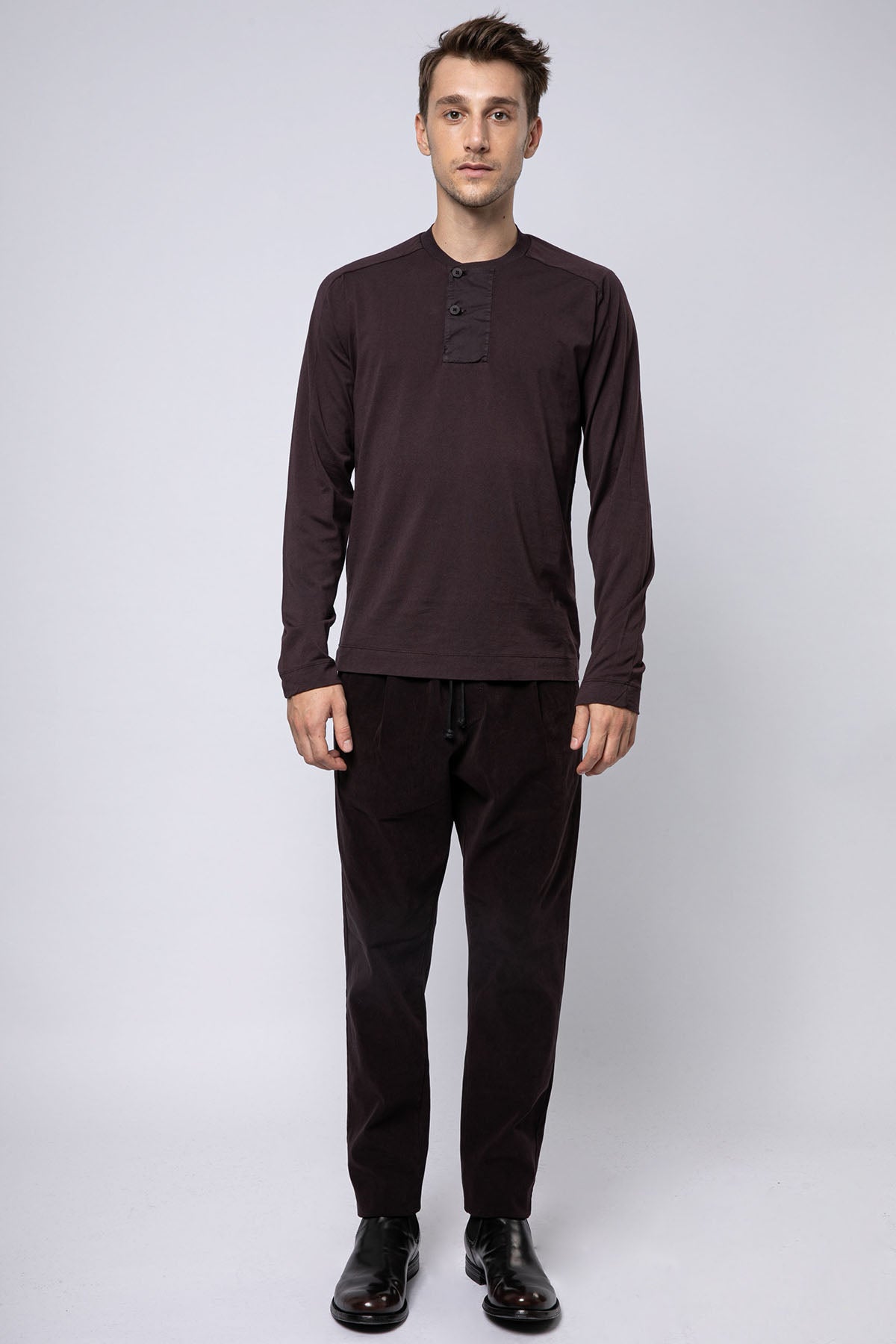 Transit Düğmeli Yuvarlak Yaka Uzun Kollu T-shirt-Libas Trendy Fashion Store