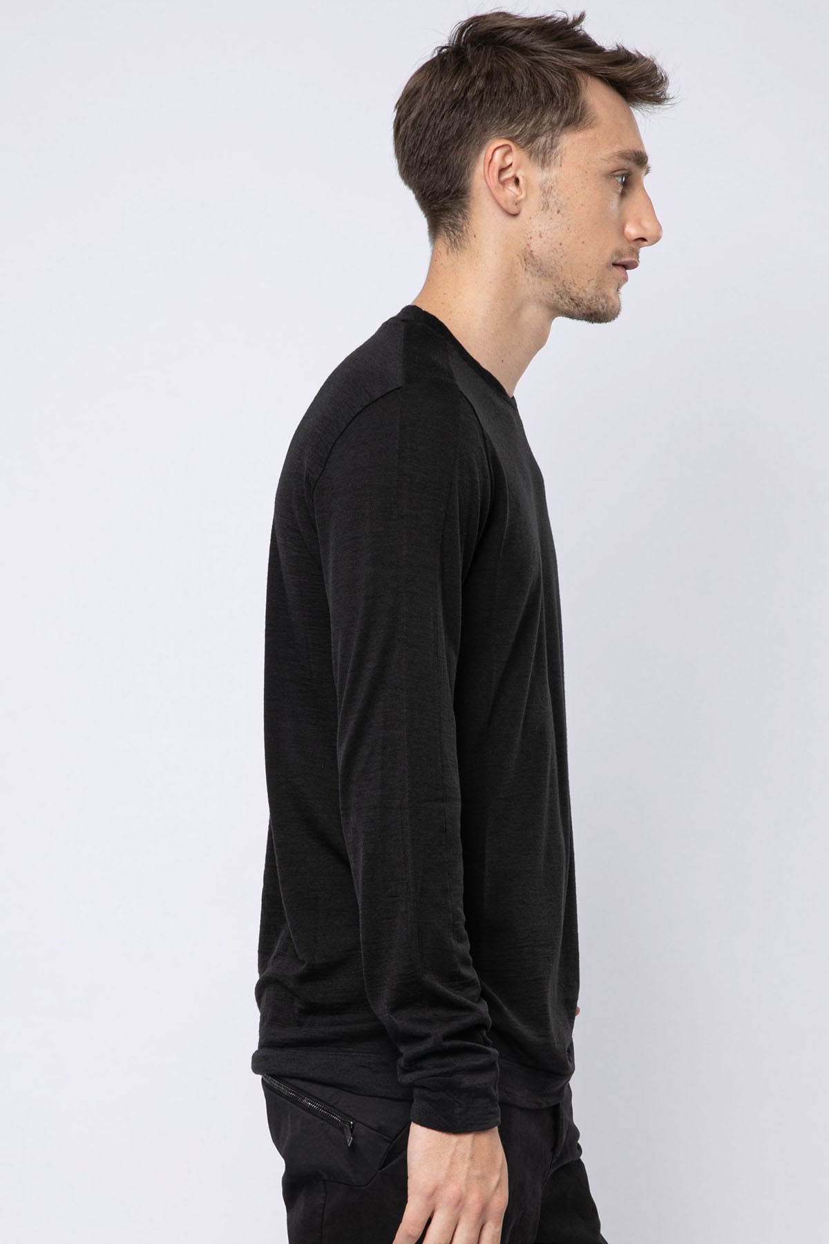 Transit Yuvarlak Yaka Uzun Kollu Yün T-shirt-Libas Trendy Fashion Store