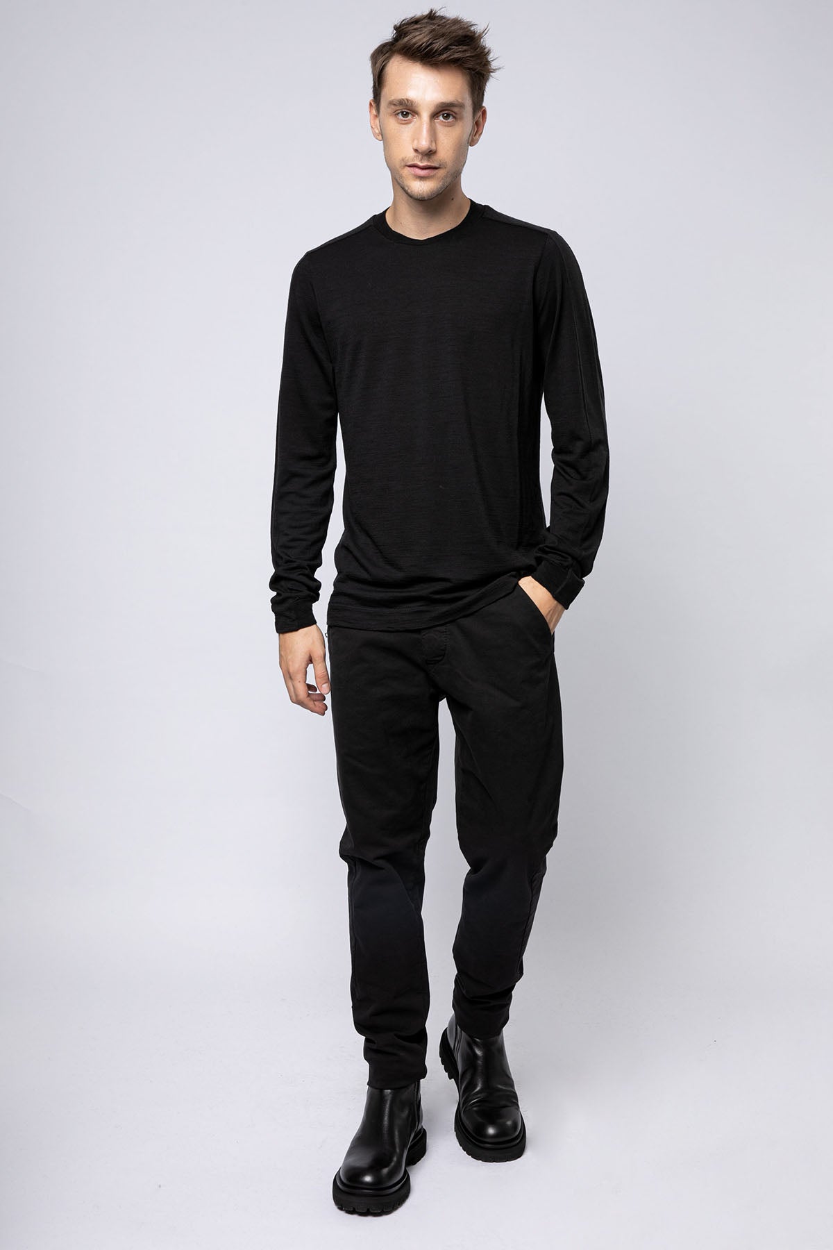 Transit Yuvarlak Yaka Uzun Kollu Yün T-shirt-Libas Trendy Fashion Store