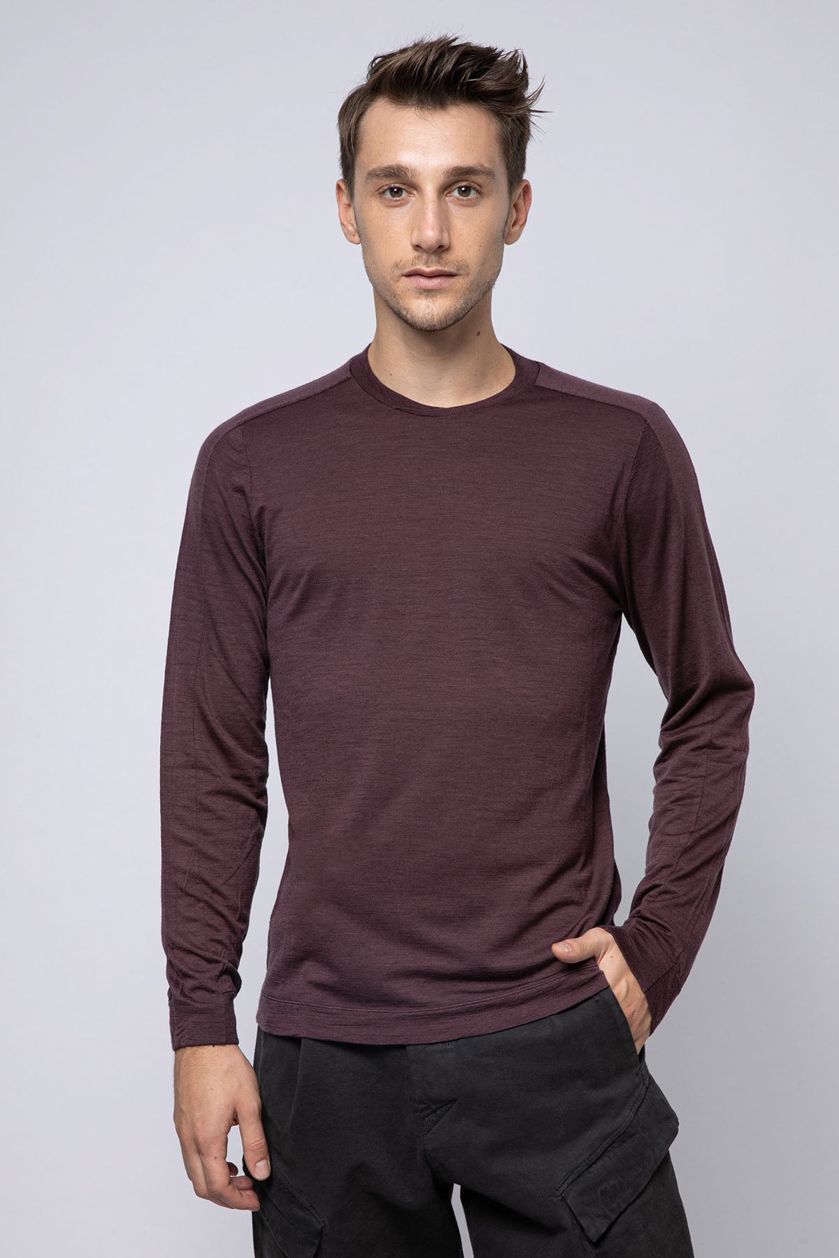 Transit Yuvarlak Yaka Uzun Kollu Yün T-shirt-Libas Trendy Fashion Store