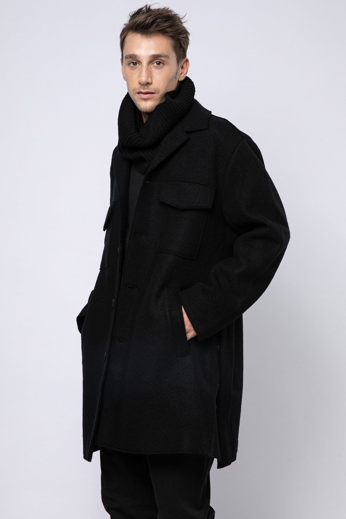 Transit Kapaklı Spor Cepli Yün Kaban-Libas Trendy Fashion Store