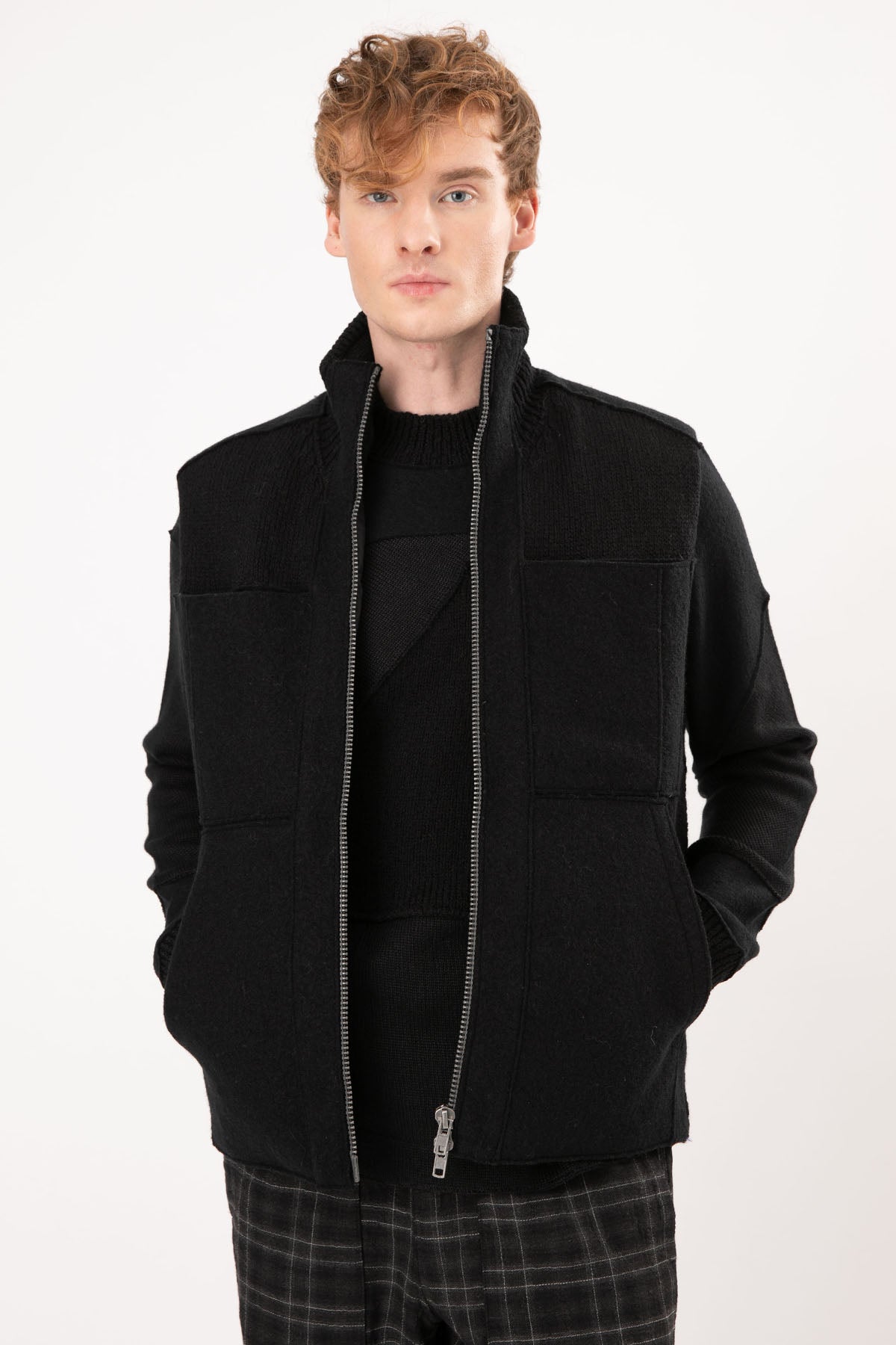 Transit Dik Yaka Fermuarlı Yün Yelek-Libas Trendy Fashion Store