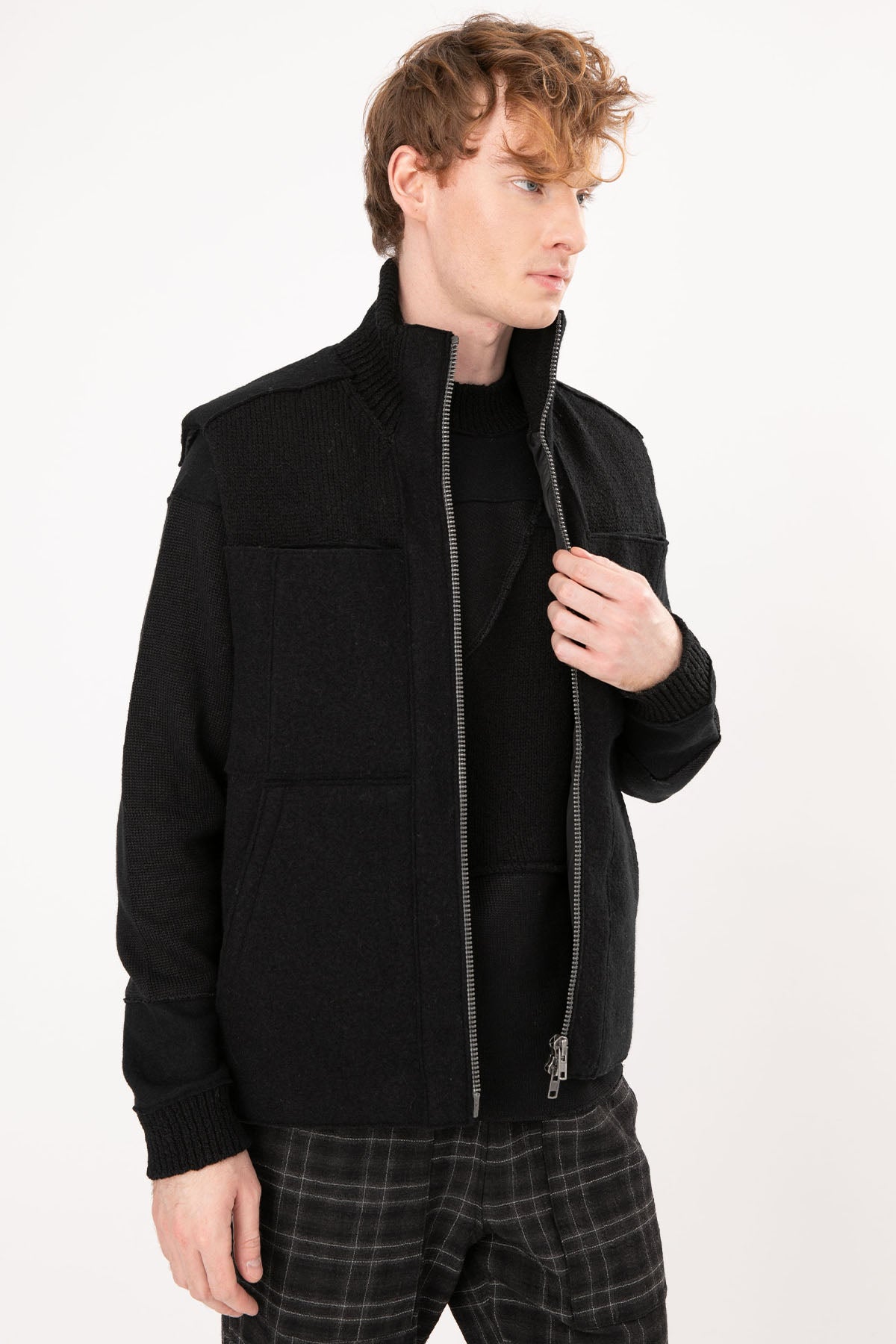 Transit Dik Yaka Fermuarlı Yün Yelek-Libas Trendy Fashion Store