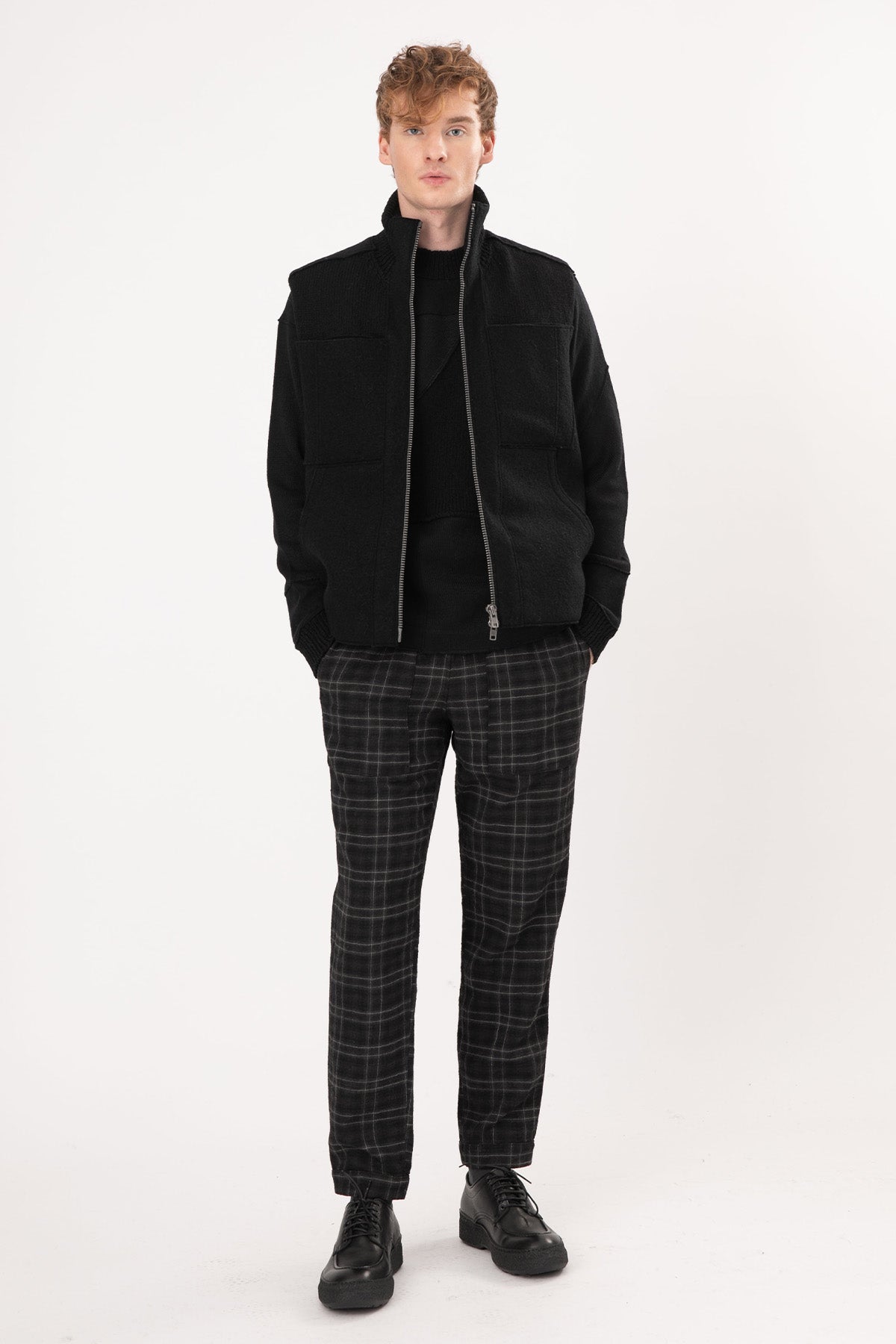 Transit Dik Yaka Fermuarlı Yün Yelek-Libas Trendy Fashion Store