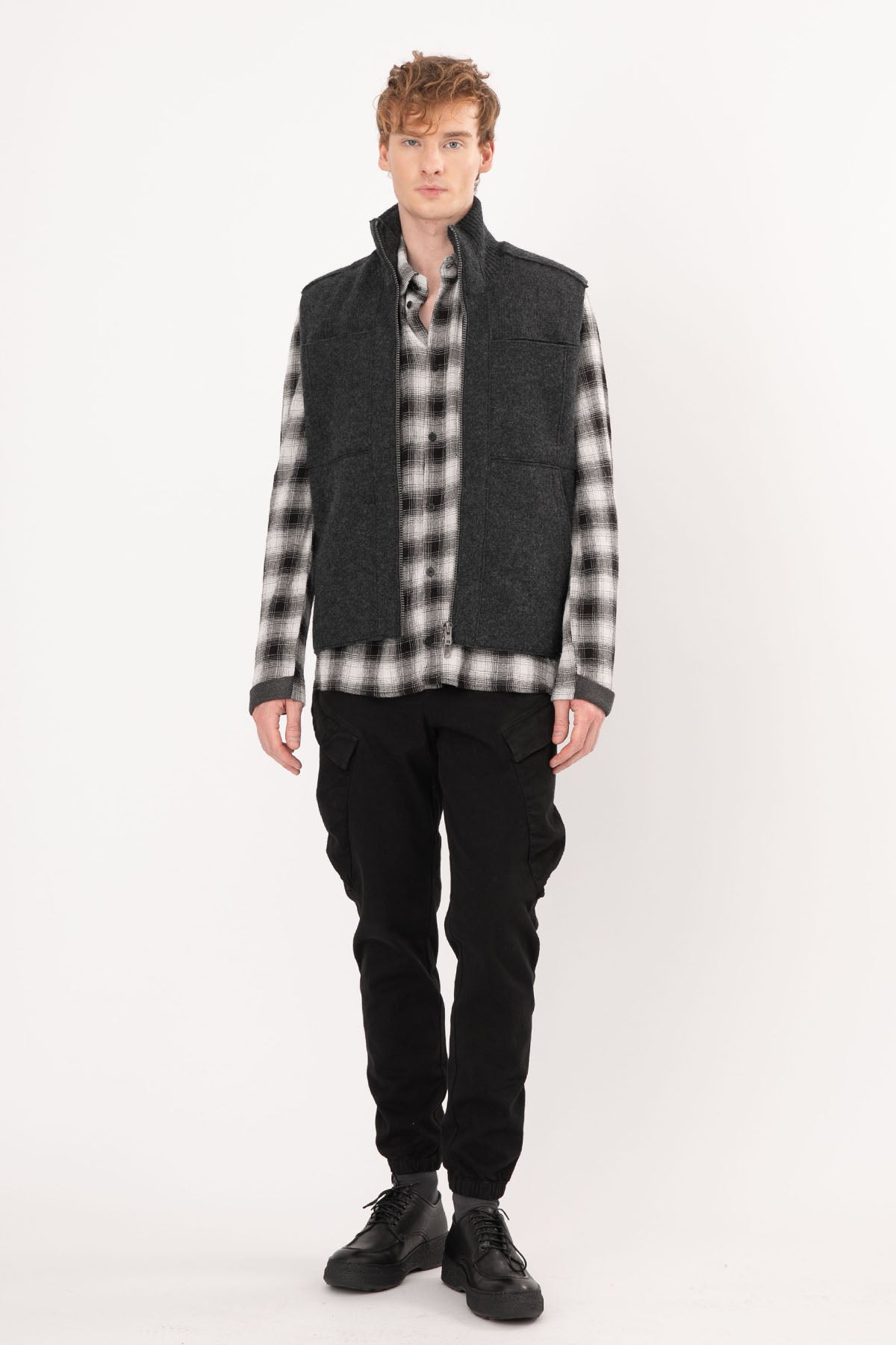 Transit Dik Yaka Fermuarlı Yün Yelek-Libas Trendy Fashion Store