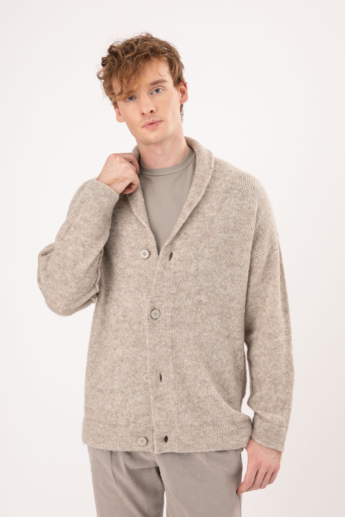 Transit Şal Yaka Örgü Yün Ceket-Libas Trendy Fashion Store