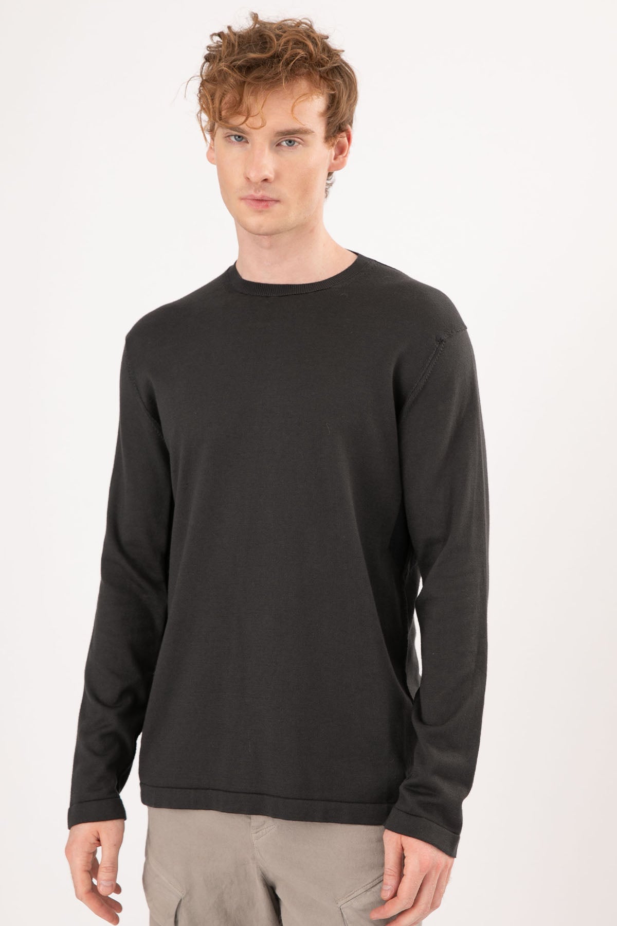 Transit Yuvarlak Yaka Kaşmirli Örgü Triko