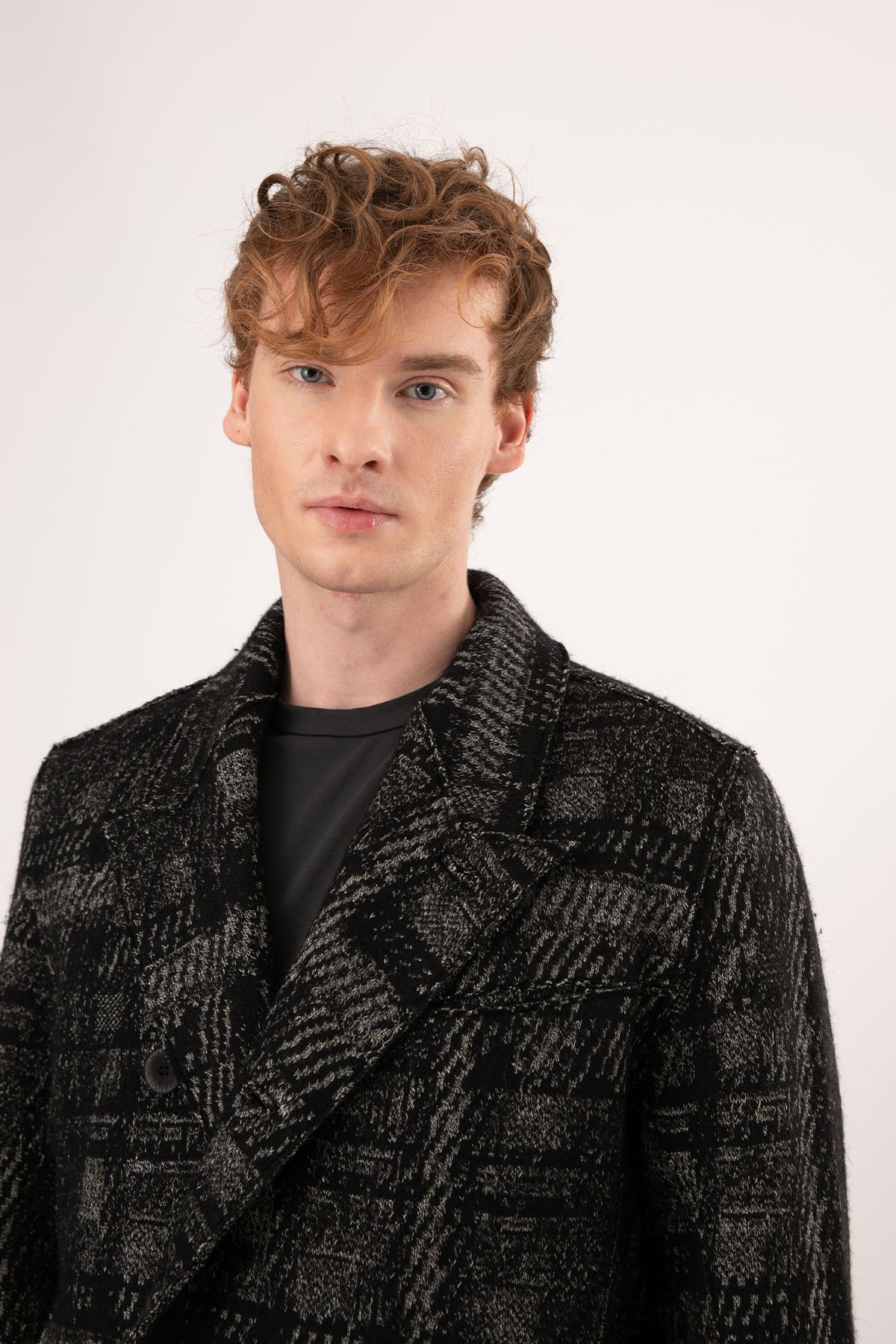 Transit Ekoseli Kruvaze Yün Kaban-Libas Trendy Fashion Store