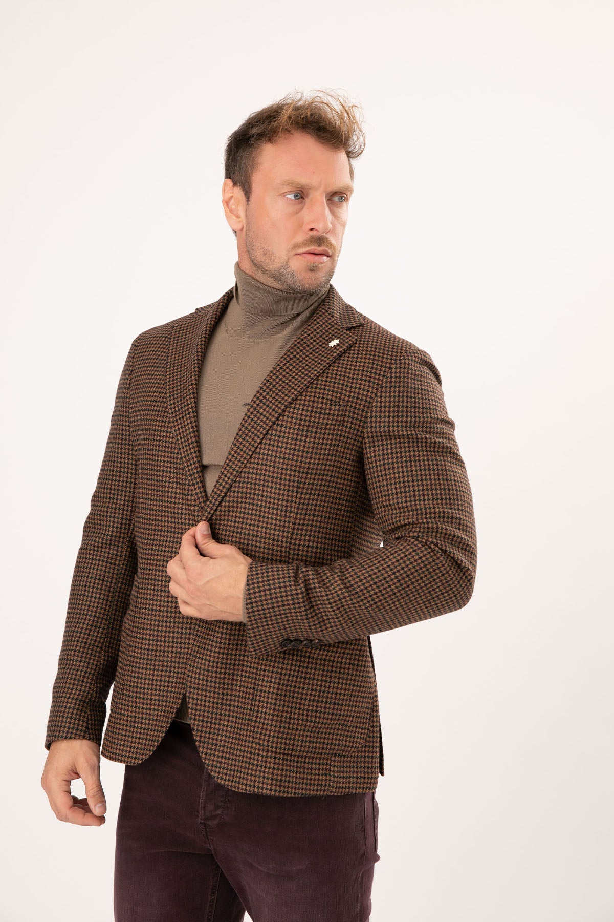 Manuel Ritz Kazayağı Desenli Yün Blazer Ceket-Libas Trendy Fashion Store