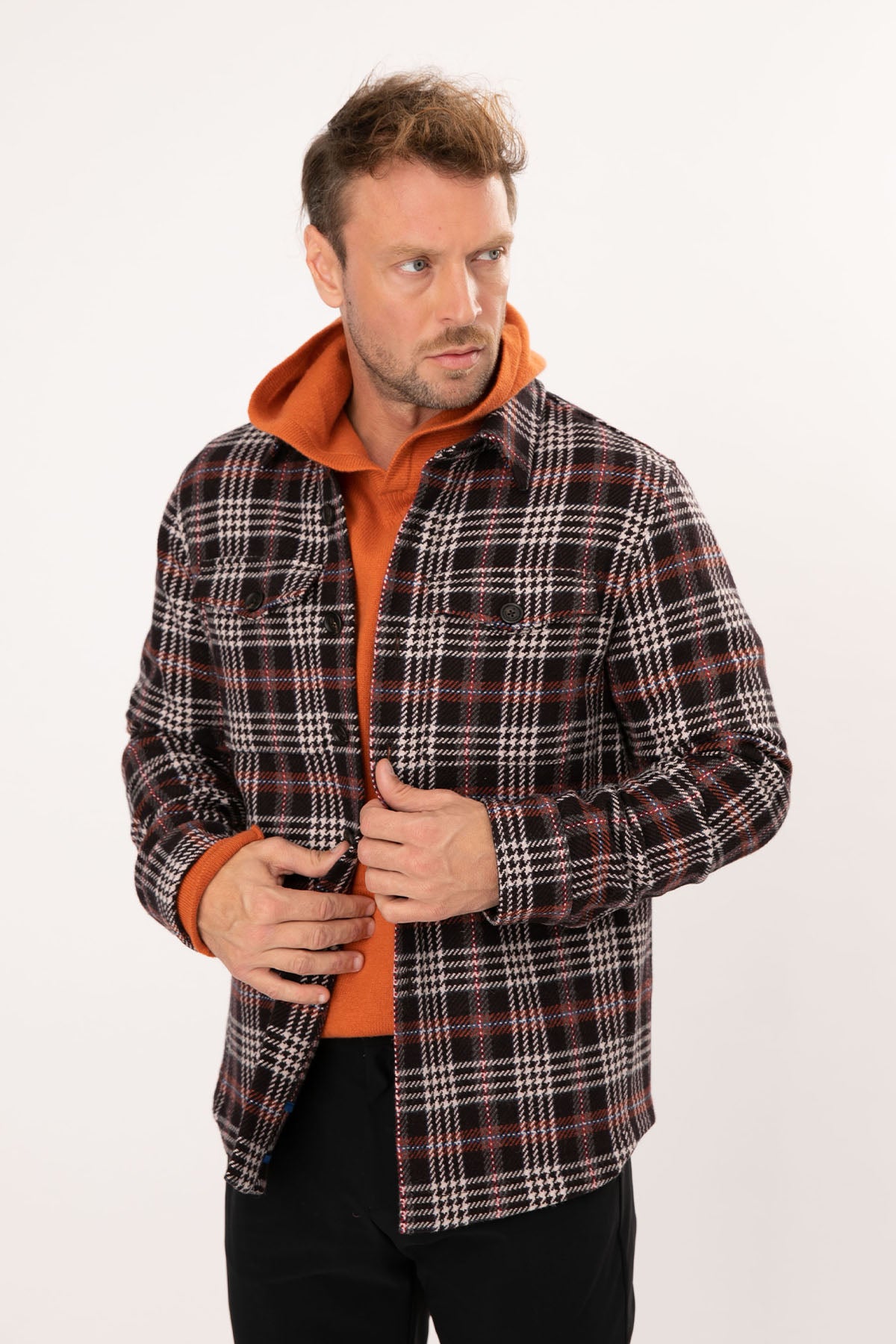 Manuel Ritz Ekoseli Yün Gömlek Ceket-Libas Trendy Fashion Store