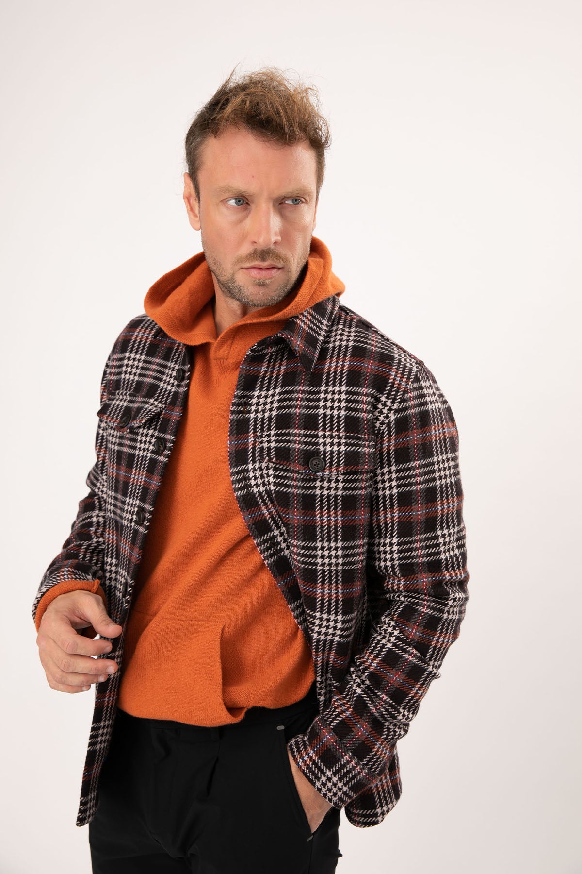 Manuel Ritz Ekoseli Yün Gömlek Ceket-Libas Trendy Fashion Store