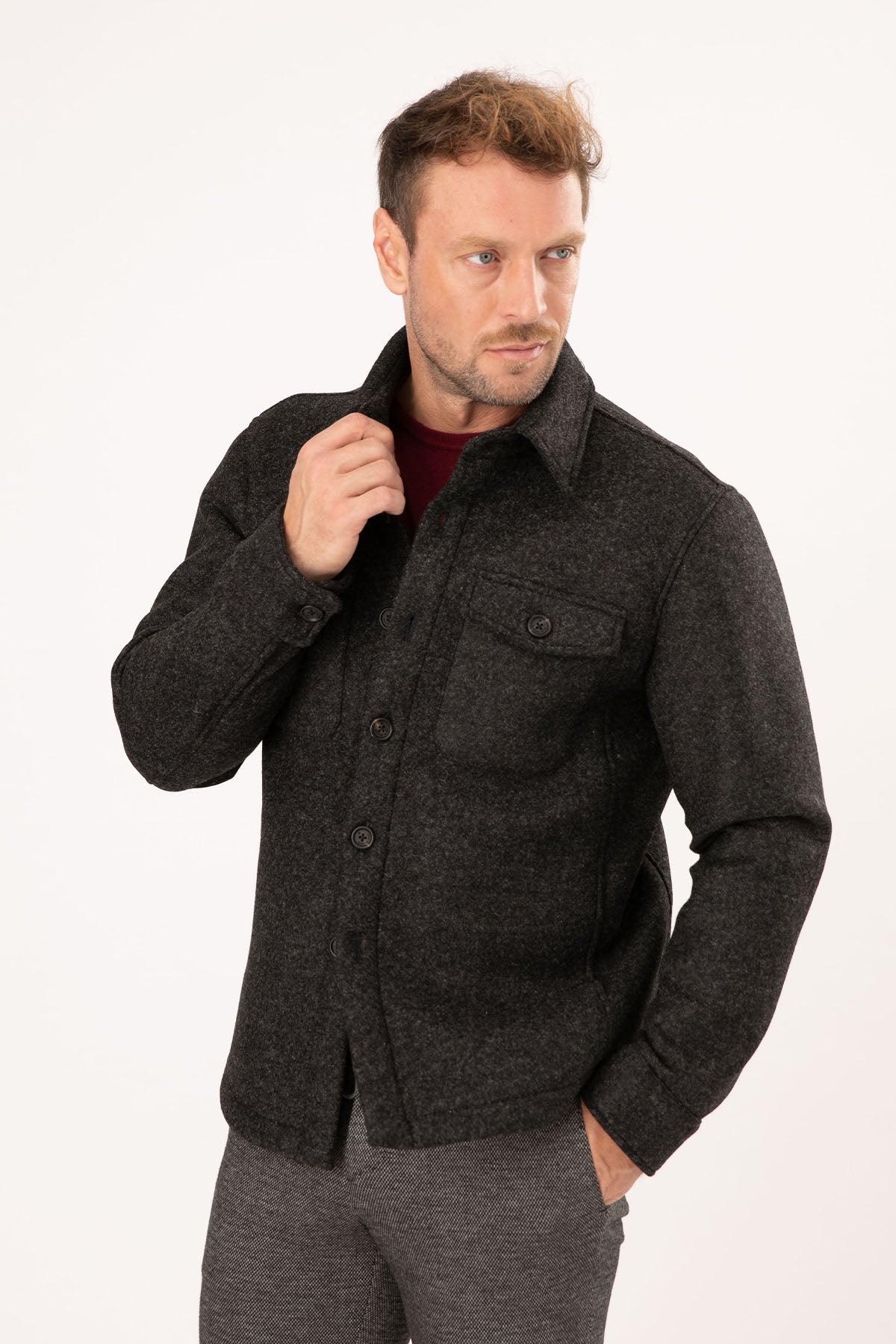 Manuel Ritz Cep Detaylı Yün Kaban-Libas Trendy Fashion Store