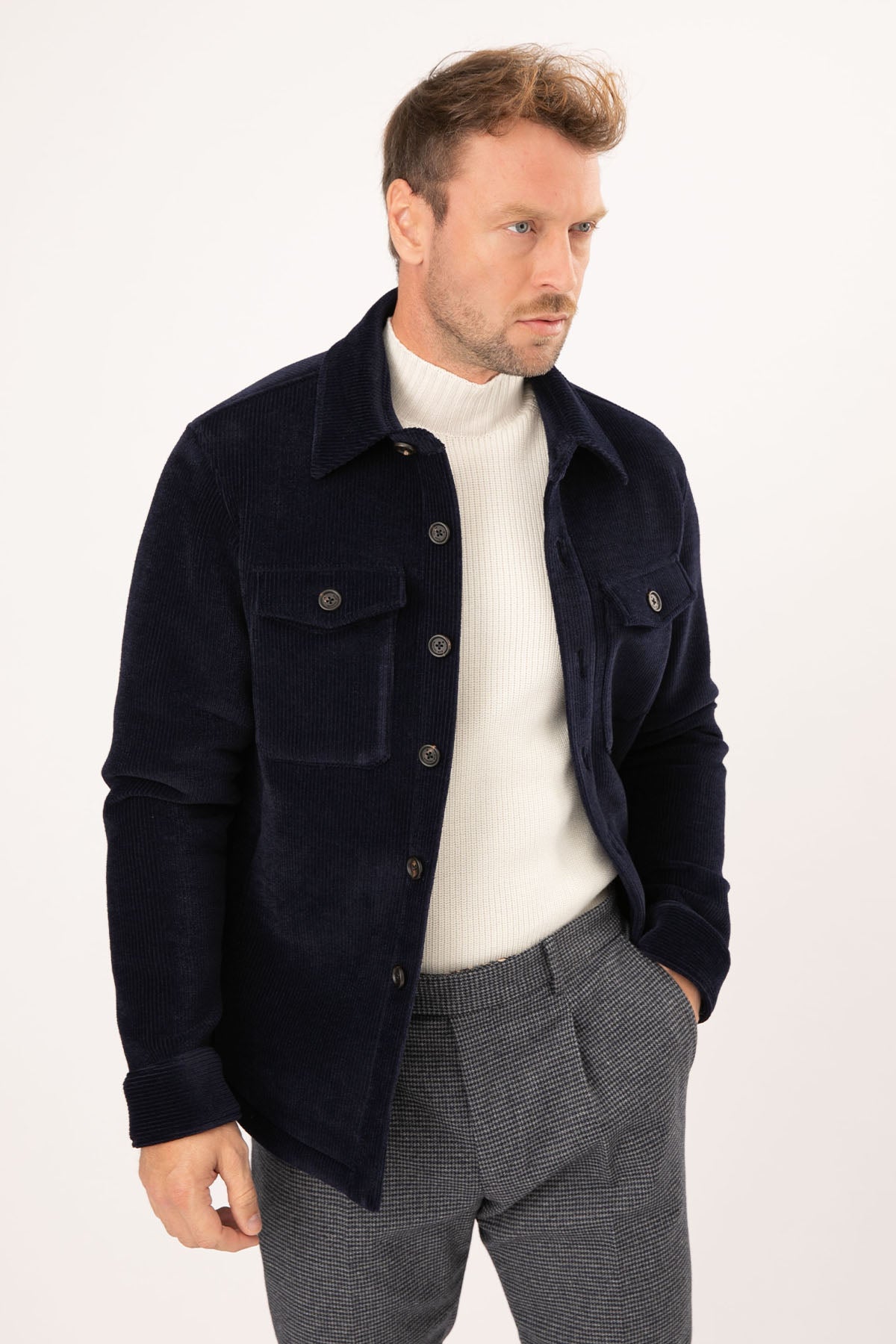 Manuel Ritz Fitilli Kadife Gömlek Ceket-Libas Trendy Fashion Store